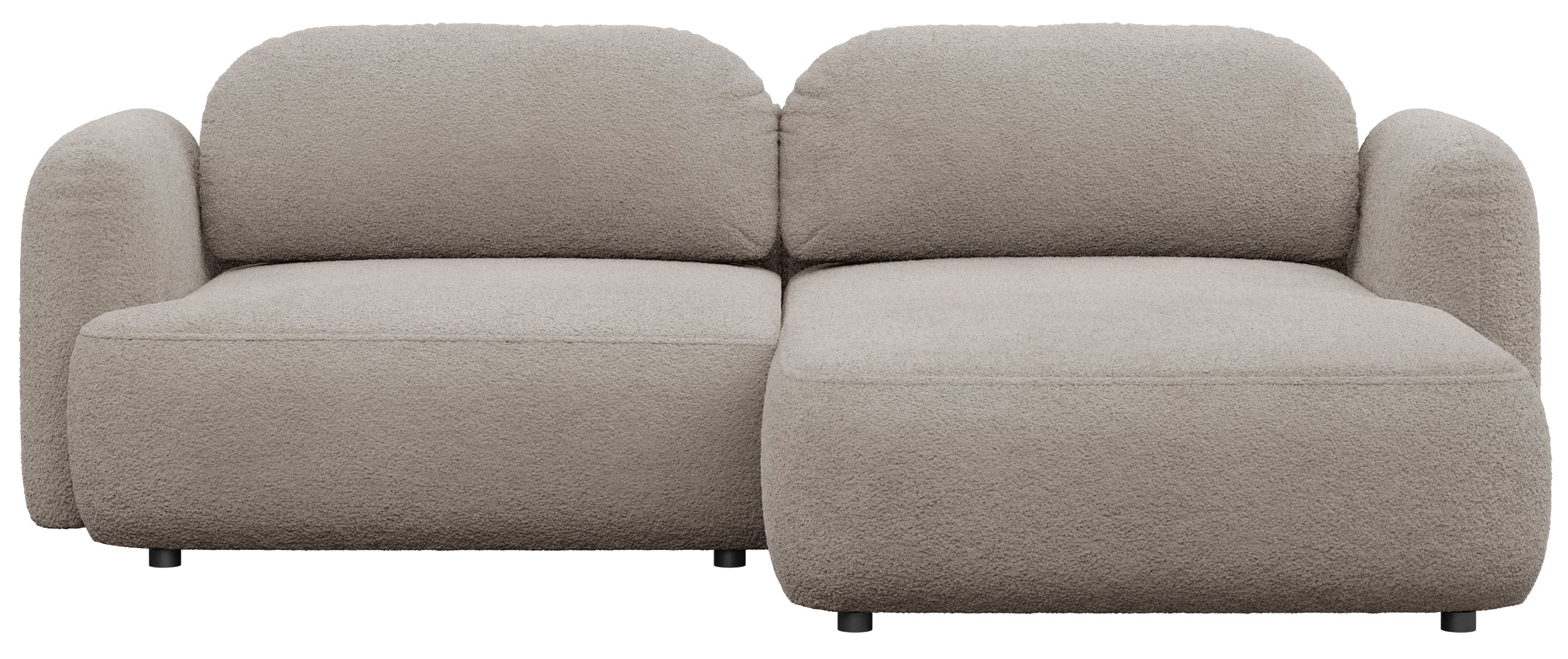Ecksofa mit Schlaffunktion Tvoya L-förmig, rechtsseitig, grau-beiges Bouclé