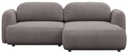 Ecksofa mit Schlaffunktion Tvoya, L-förmig, rechtsseitig, grau-braun Bouclé