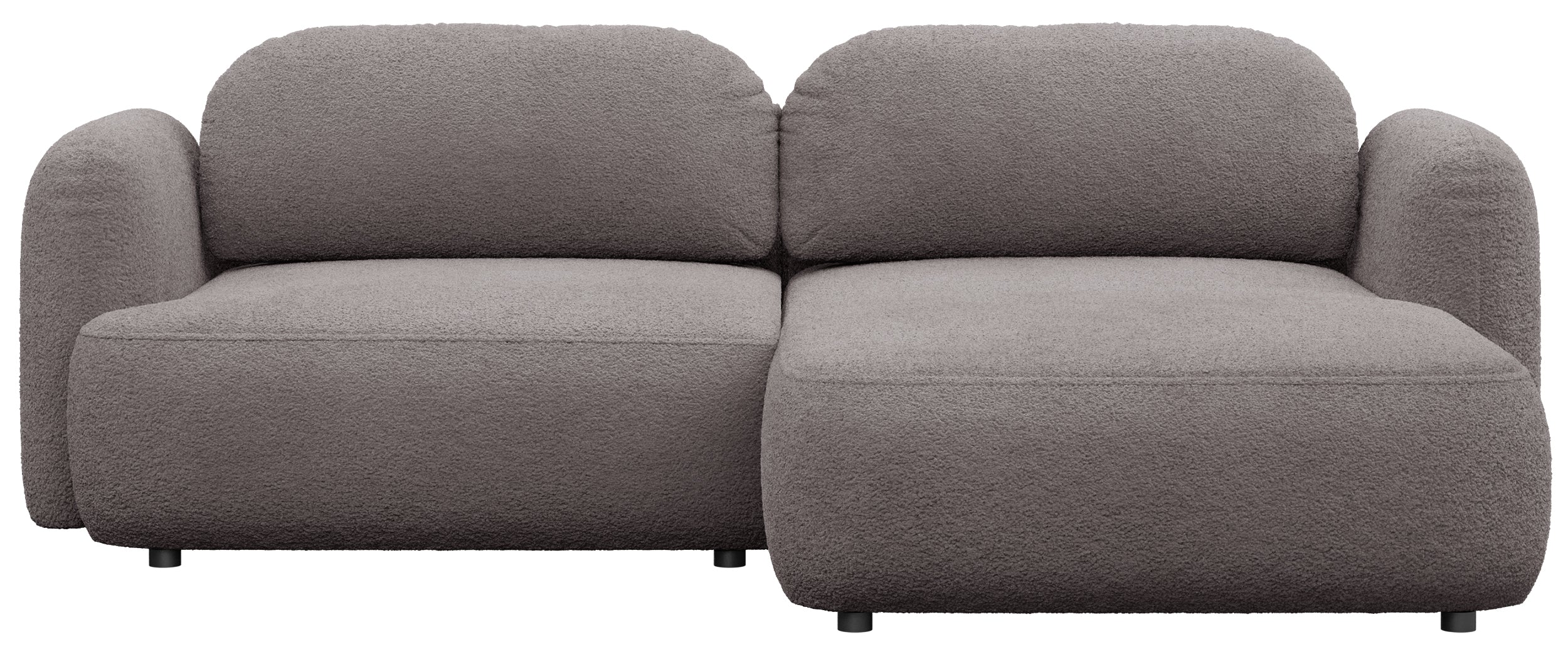 Ecksofa mit Schlaffunktion Tvoya, L-förmig, rechtsseitig, grau-braun Bouclé
