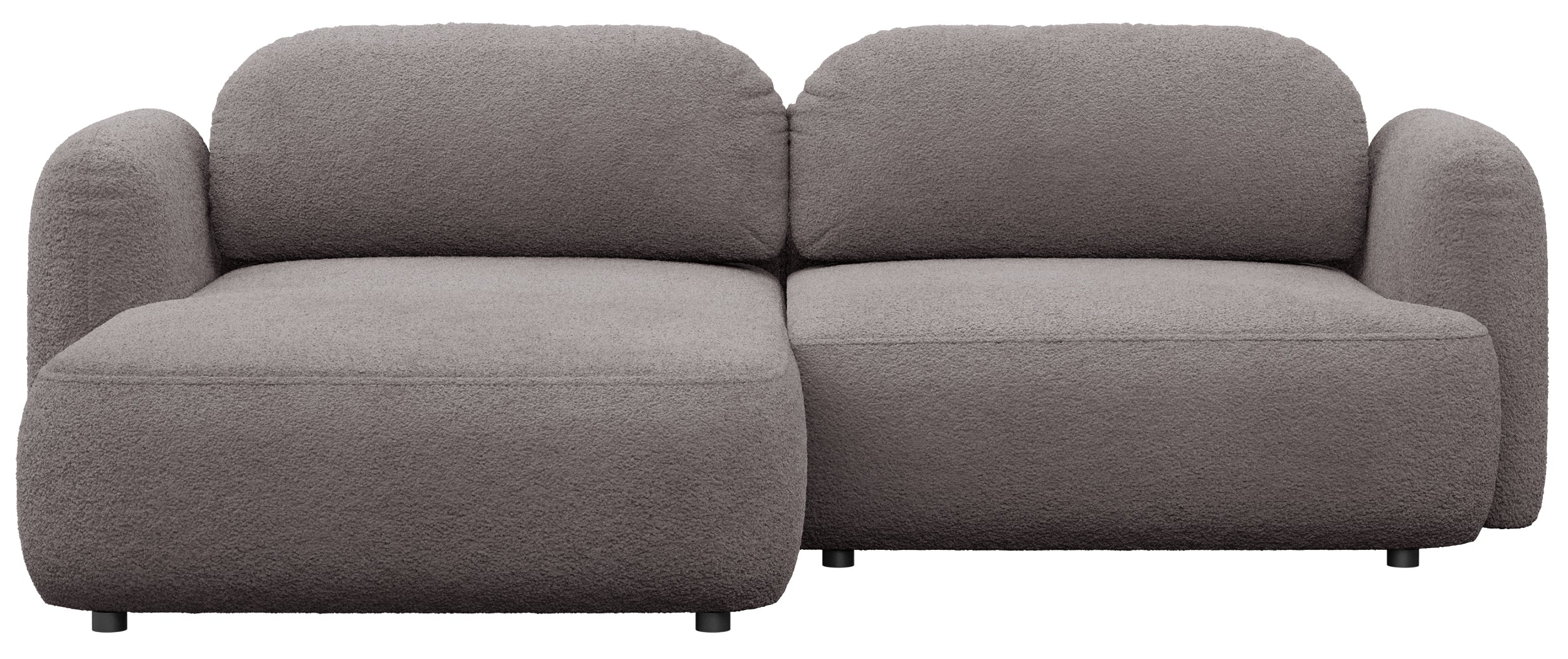 Ecksofa mit Schlaffunktion Tvoya, L-förmig, linksseitig, grau-braunes Bouclé