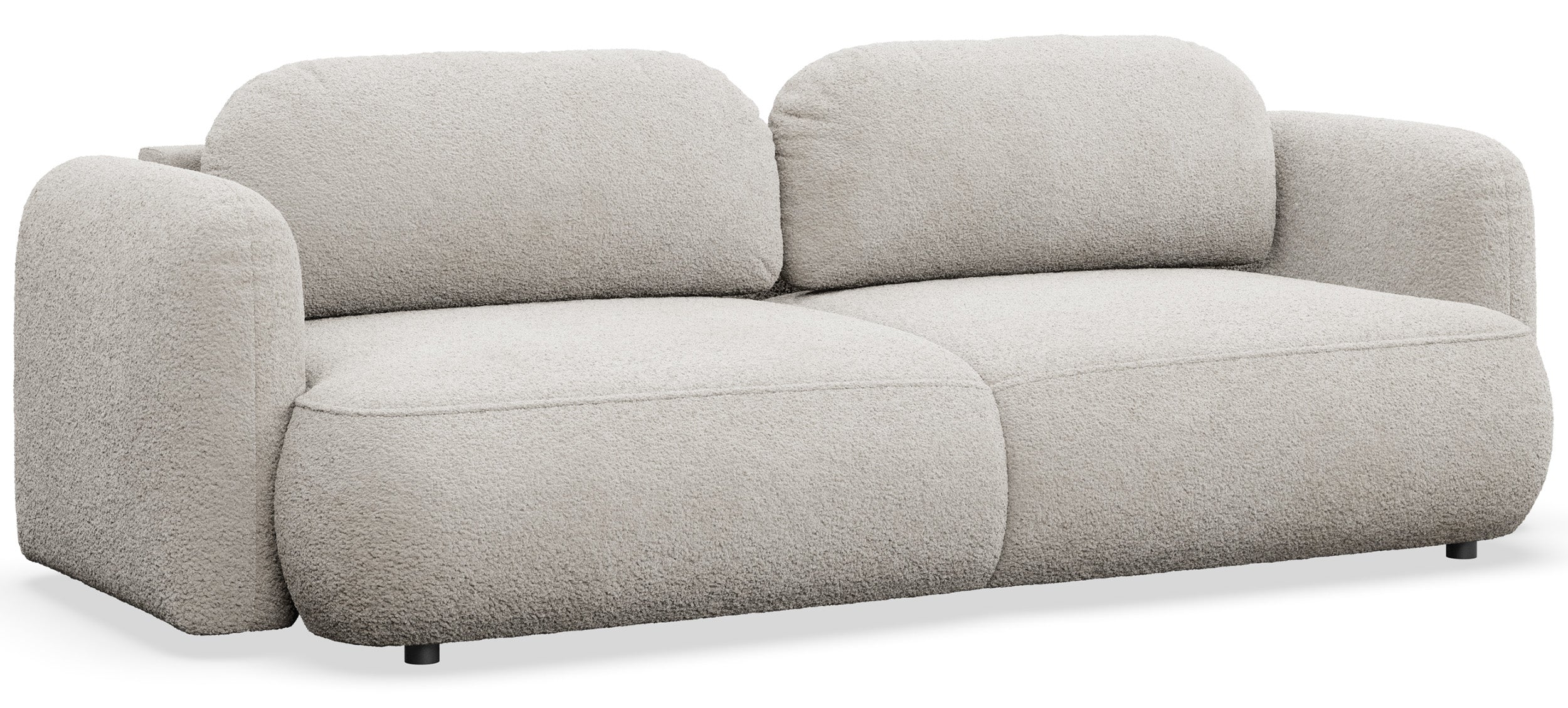 Dreisitziges ausklappbares Sofa Tvoya in hellem Beige Bouclé