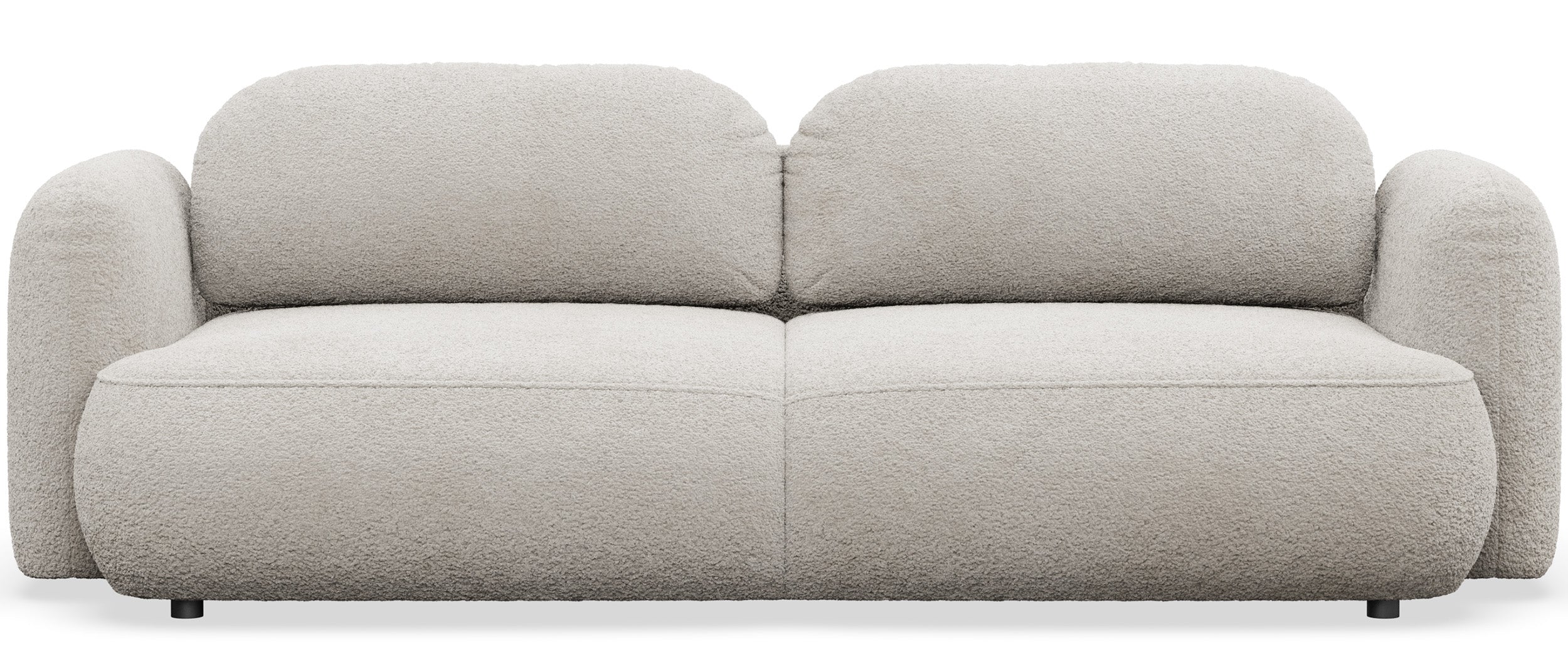 Dreisitziges ausklappbares Sofa Tvoya in hellem Beige Bouclé