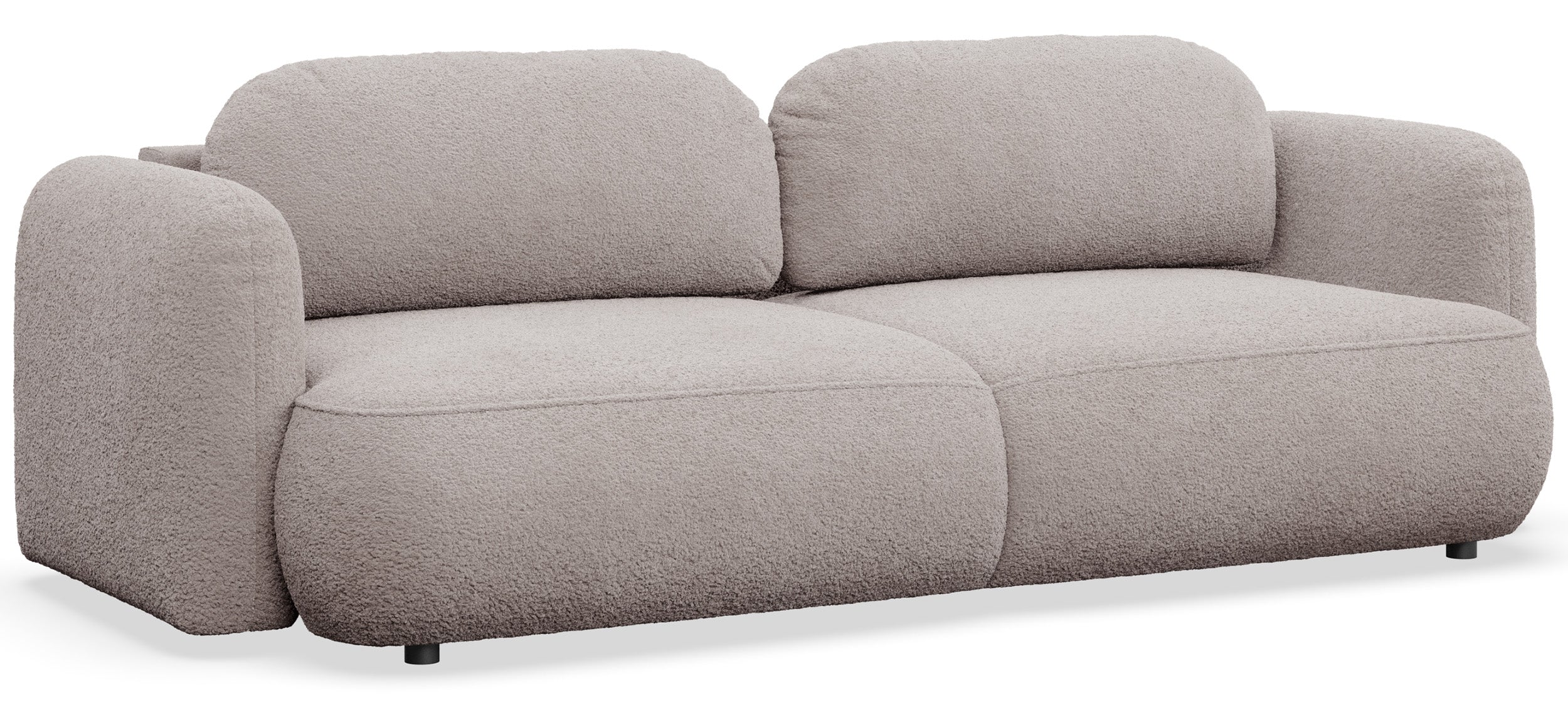 Dreisitziges ausklappbares Sofa Tvoya in grau-beigem Bouclé