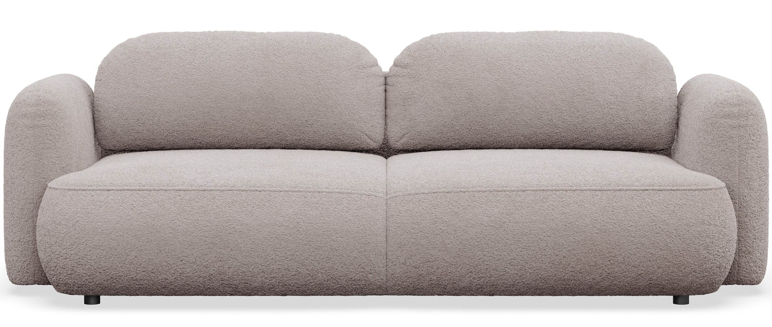 Dreisitziges ausklappbares Sofa Tvoya in grau-beigem Bouclé