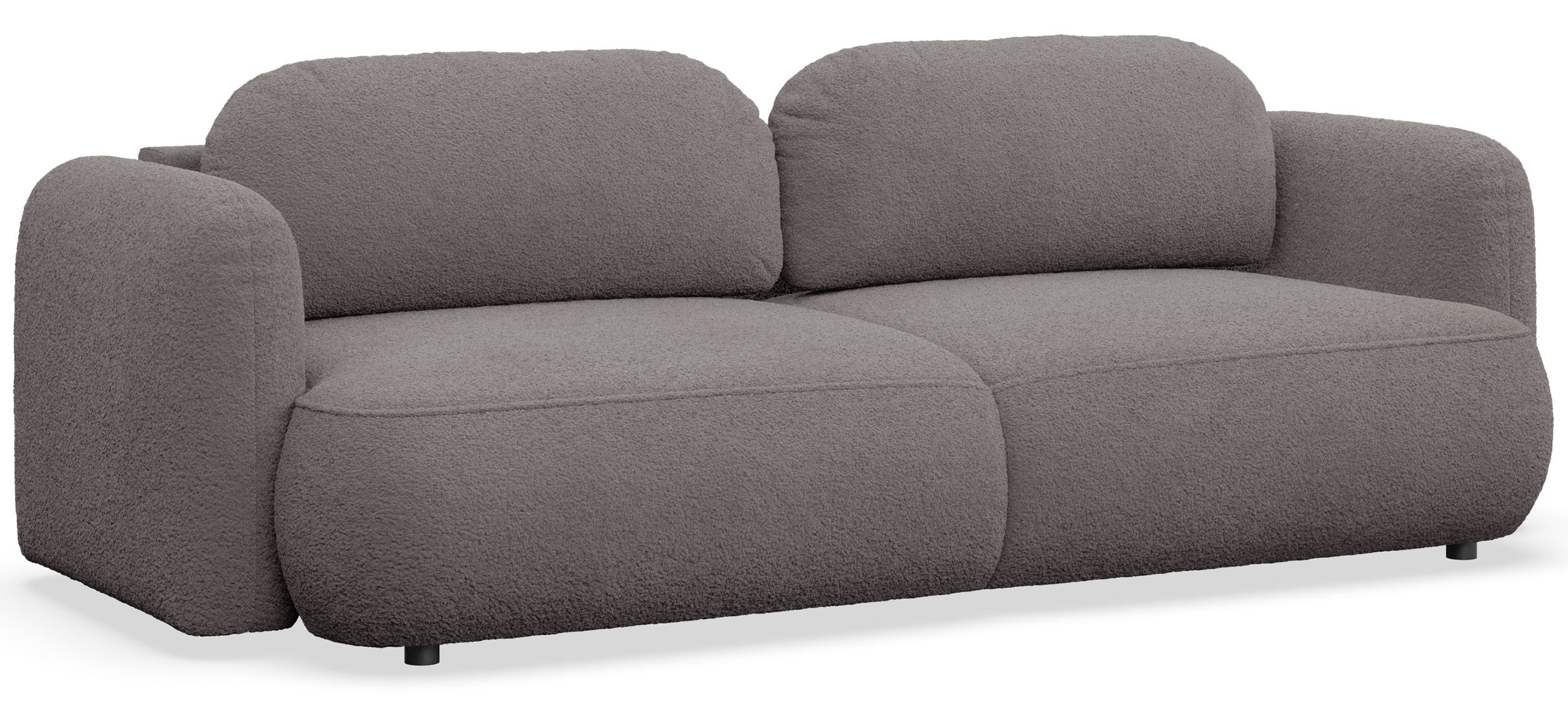 Dreisitziges ausklappbares Sofa Tvoya in graubraunem Bouclé