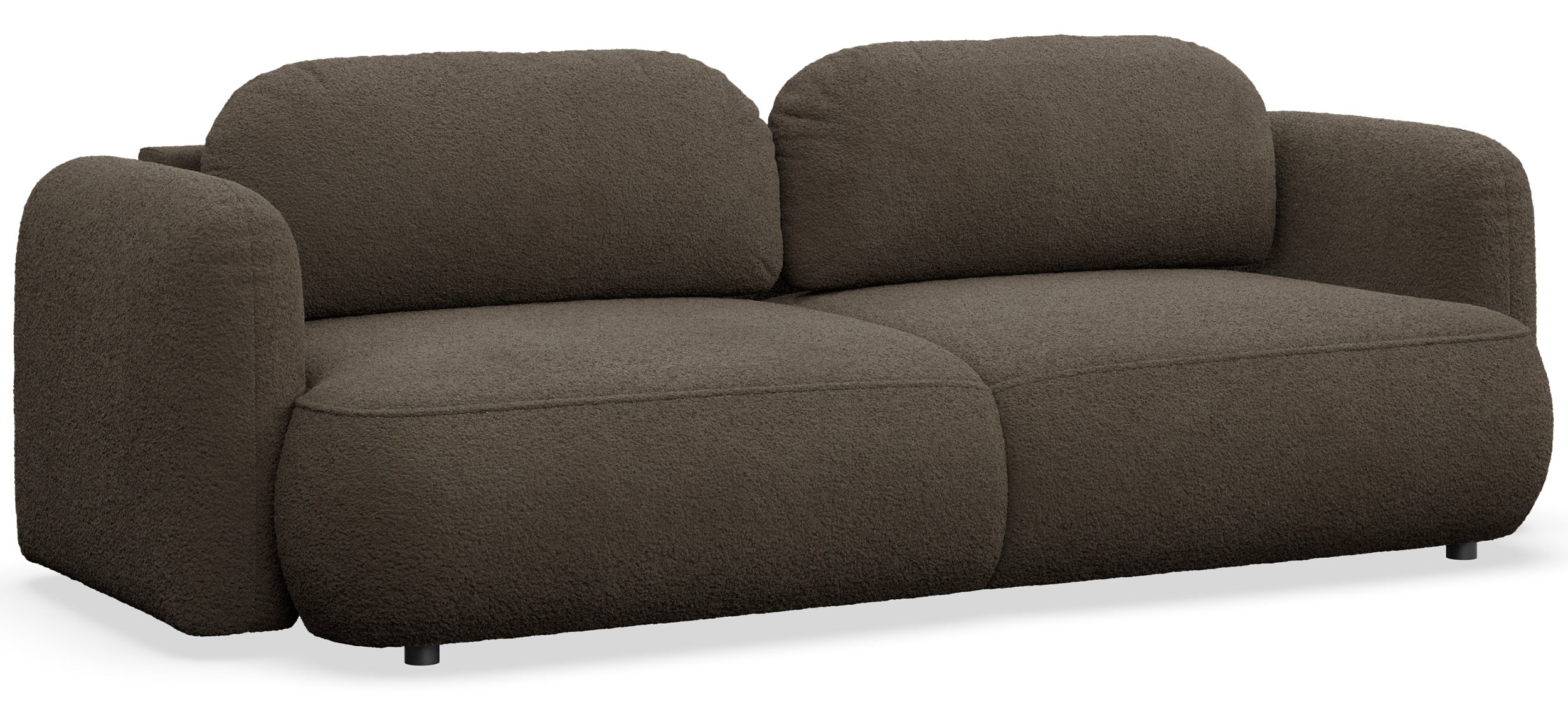 Dreisitziges ausklappbares Sofa Tvoya in braunem Bouclé