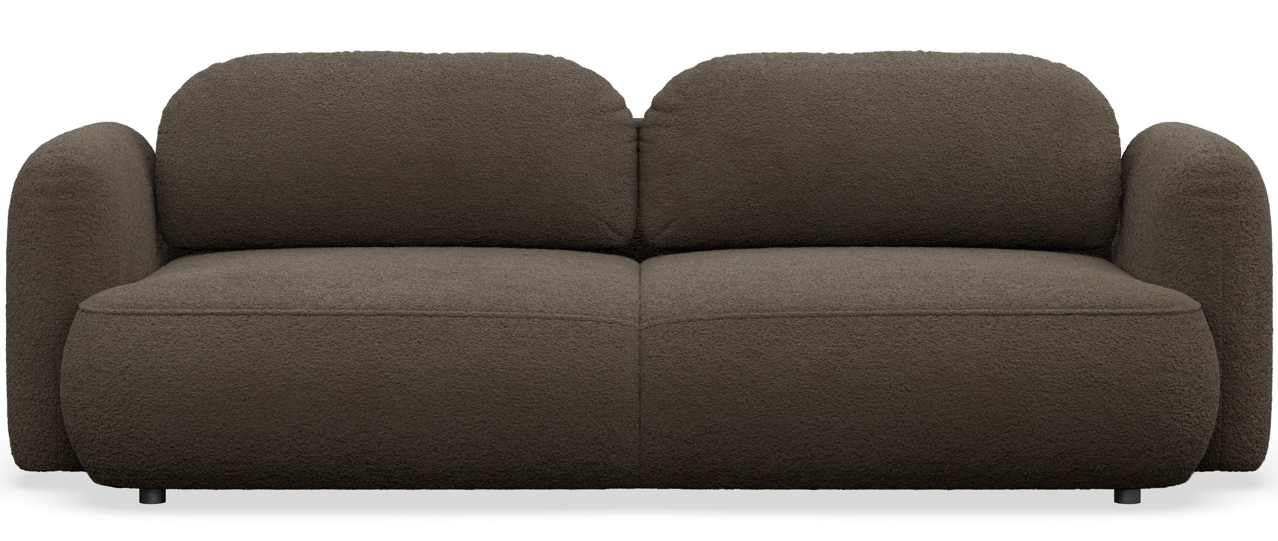 Dreisitziges ausklappbares Sofa Tvoya in braunem Bouclé