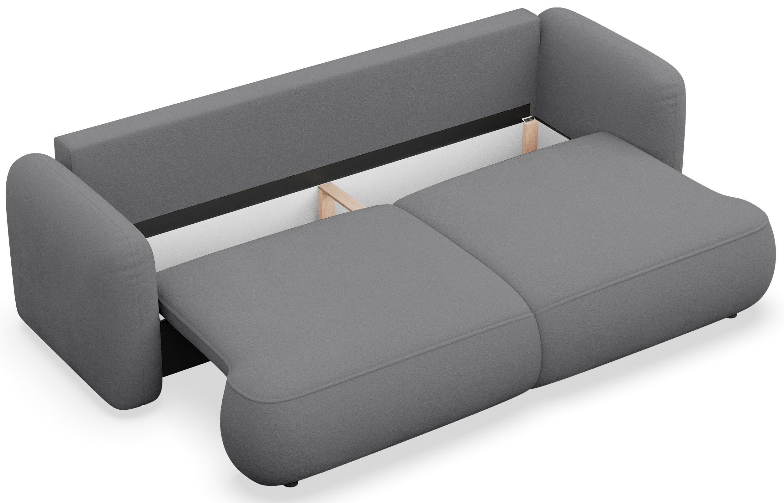 Dreisitziges ausklappbares Sofa Tvoya in grauem Chenille