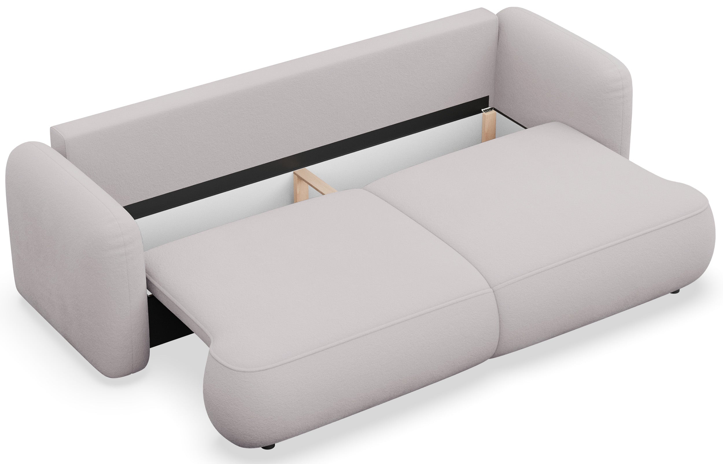 Dreisitziges ausklappbares Sofa Tvoya in grau-beigem Chenille