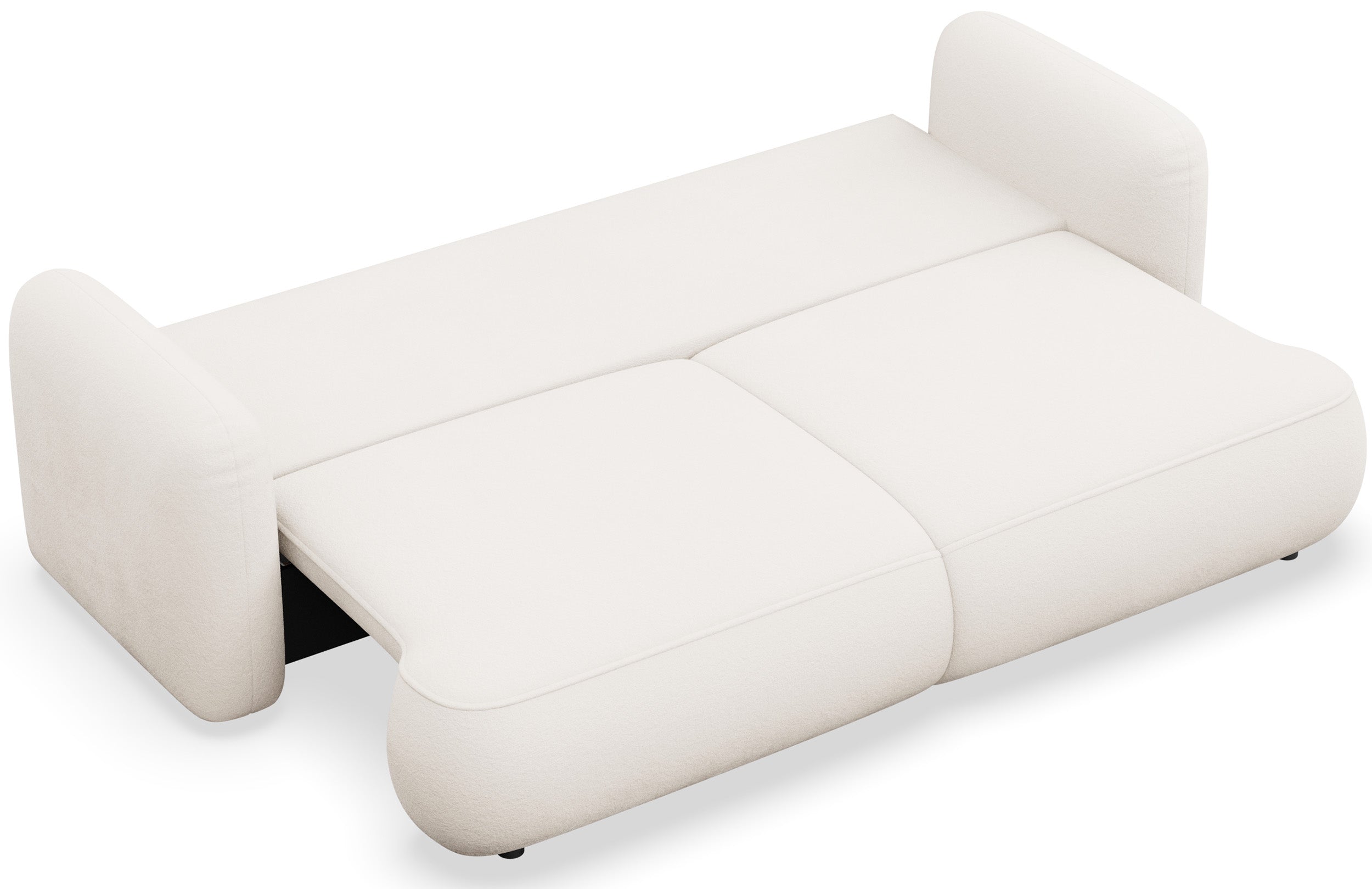 Drei-Sitzer ausklappbares Sofa Tvoya in cremefarbenem Chenille