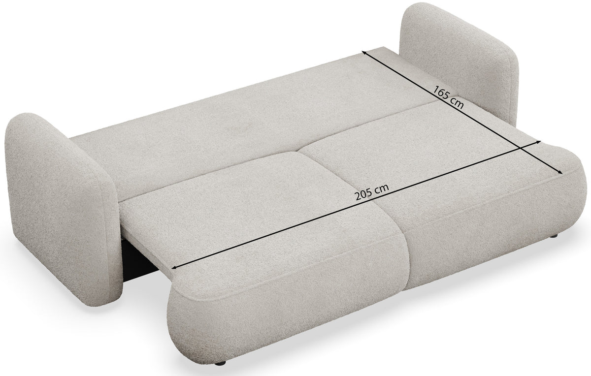 Dreisitziges ausklappbares Sofa Tvoya in hellgrauem Chenille – Selsey DE