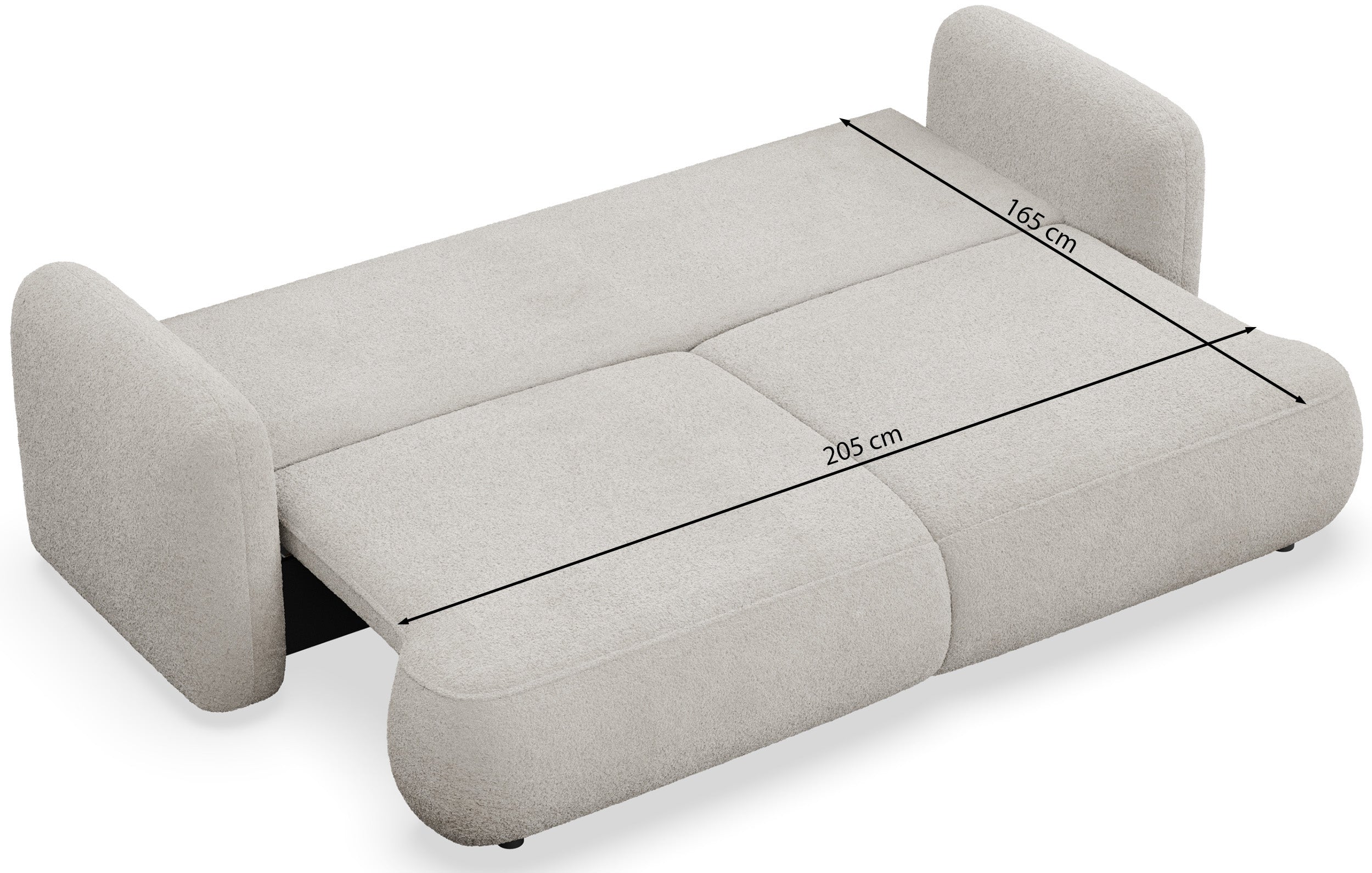 Dreisitziges ausklappbares Sofa Tvoya in grauem Chenille