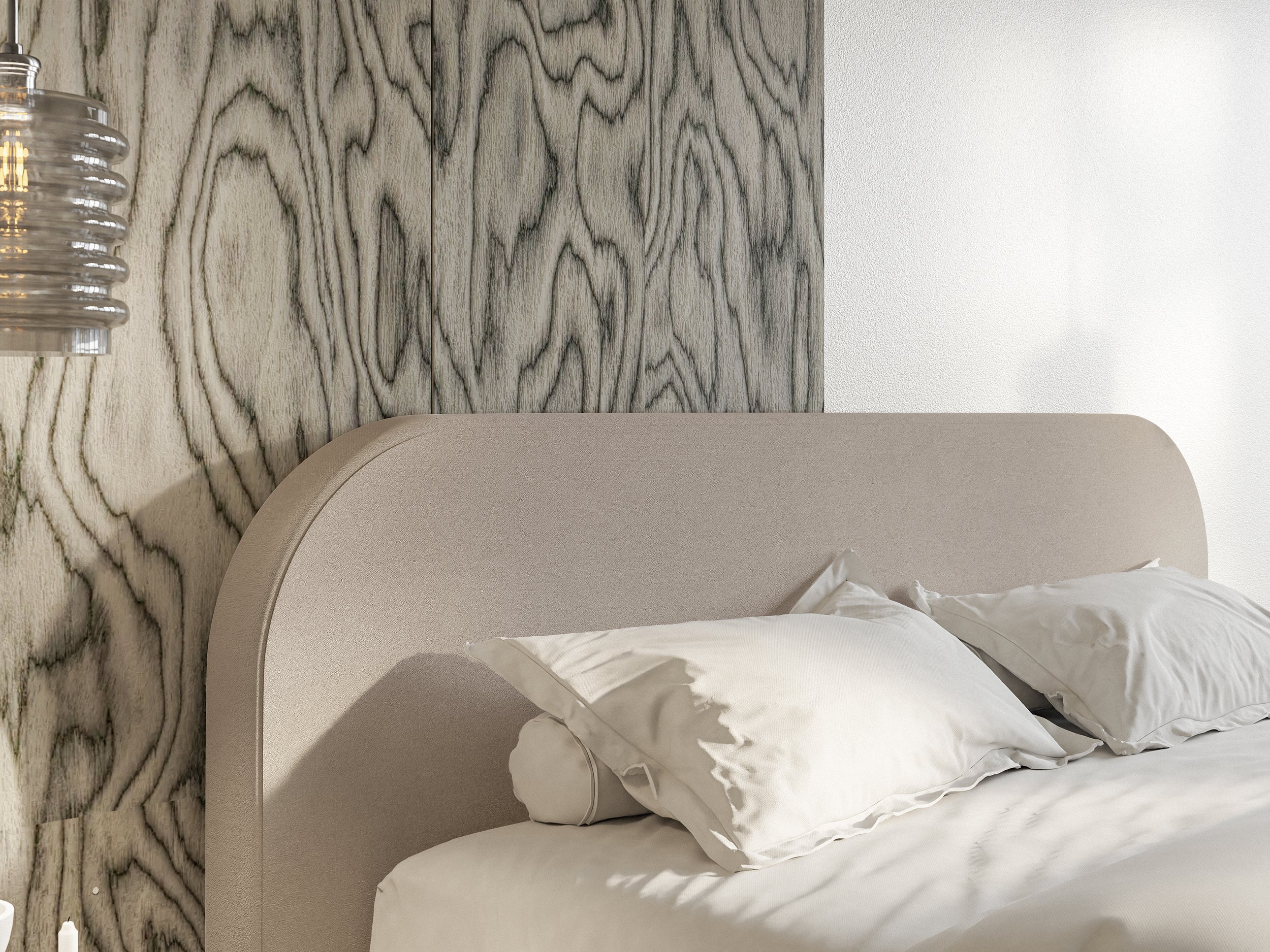 Polsterbett 180x200 cm Umike mit Stauraum, beige Velours, wasserabweisend