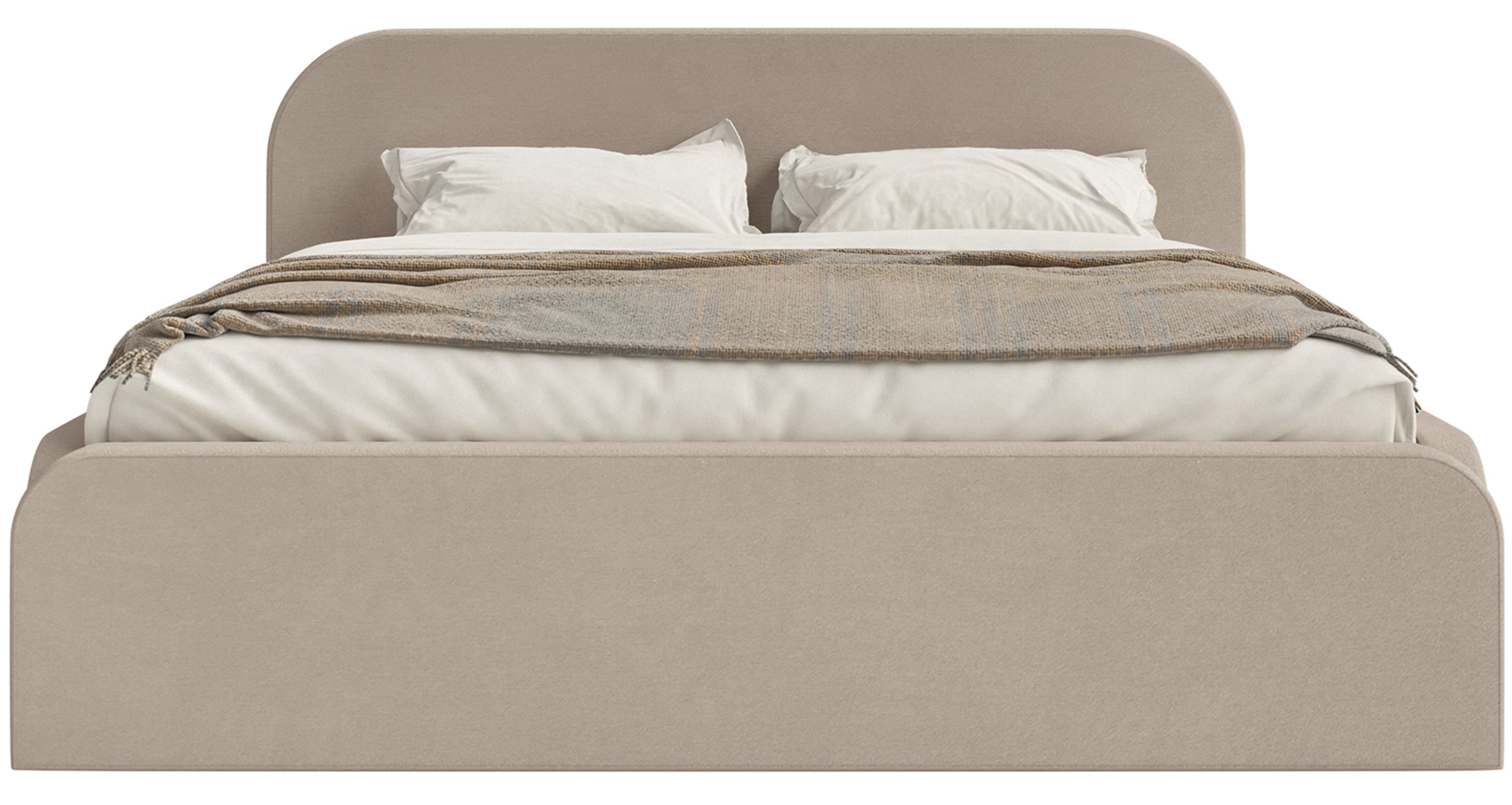 Polsterbett 180x200 cm Umike mit Stauraum, beige Velours, wasserabweisend