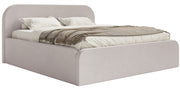 Gepolstertes Bett 140x200 cm Umike mit Stauraum, grau-beiger Velours, wasserabweisend