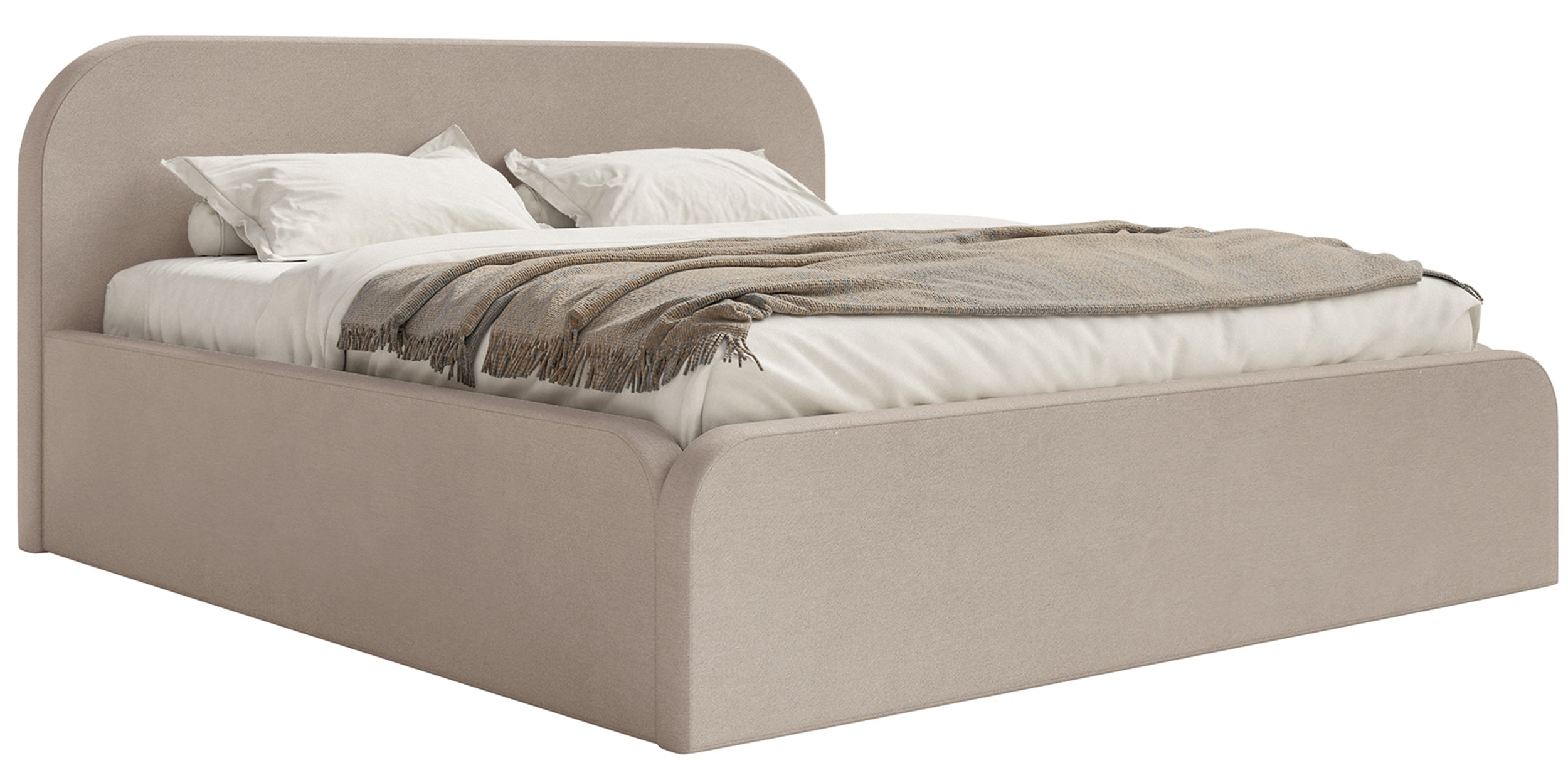 Polsterbett 180x200 cm Umike mit Stauraum, beige Velours, wasserabweisend
