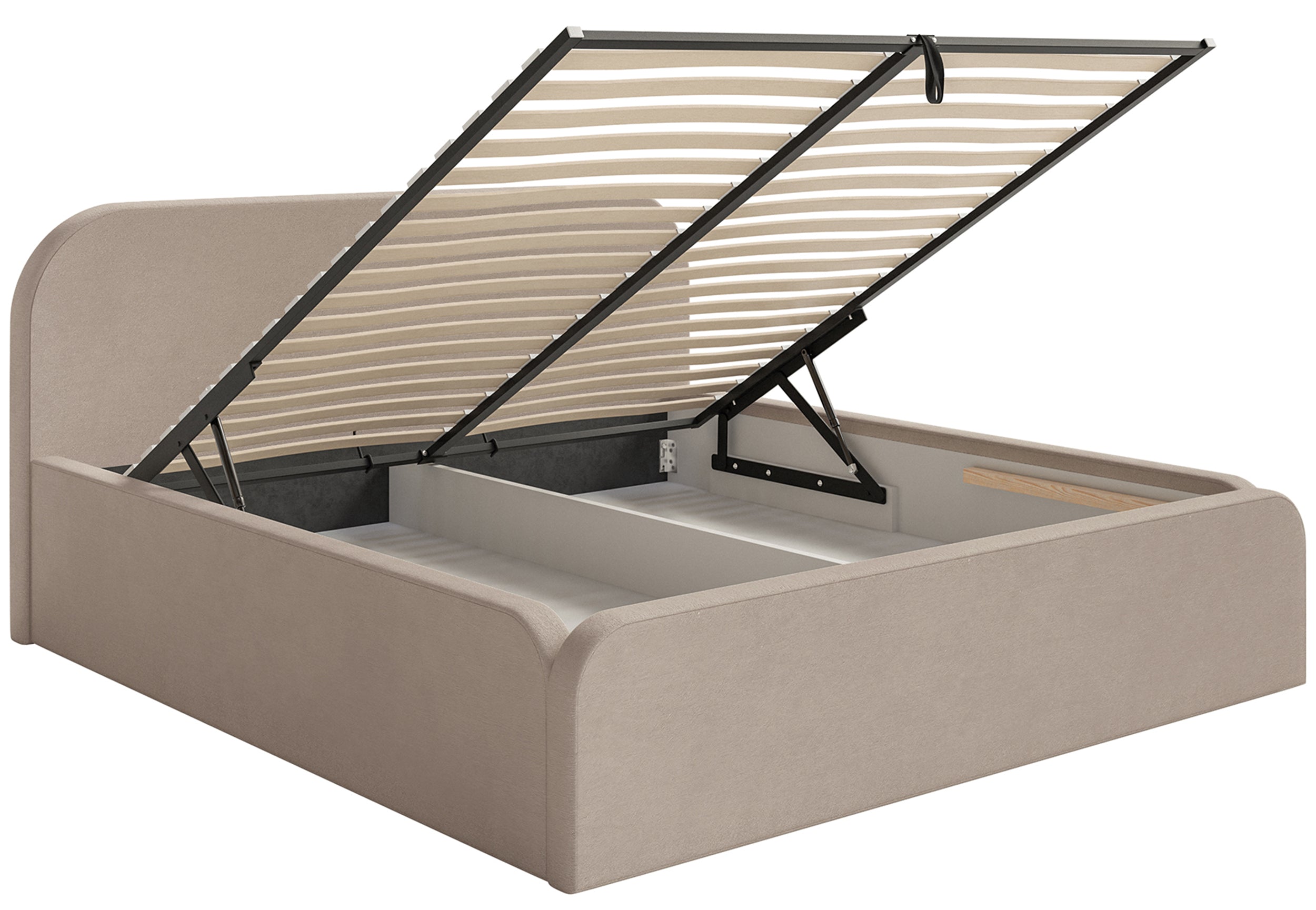Polsterbett 180x200 cm Umike mit Stauraum, beige Velours, wasserabweisend