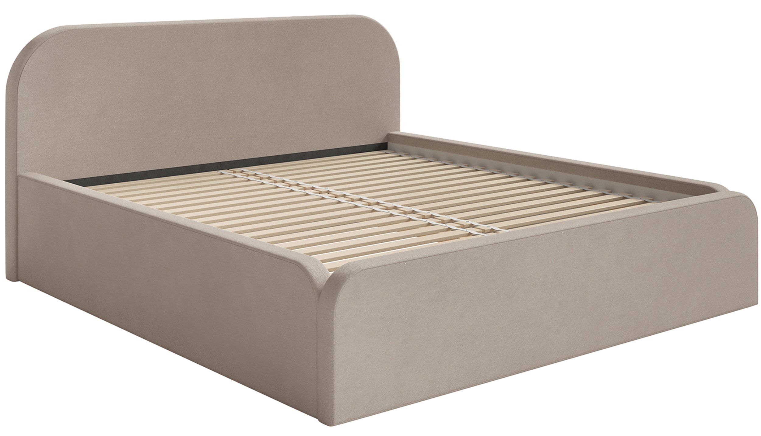 Polsterbett 140x200 cm Umike, beige, hydrophobes Samtvelours