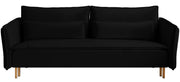 Drei-Sitzer-Schlafsofa Ummo mit Stauraum, schwarzer hydrophober Samt, goldene Beine