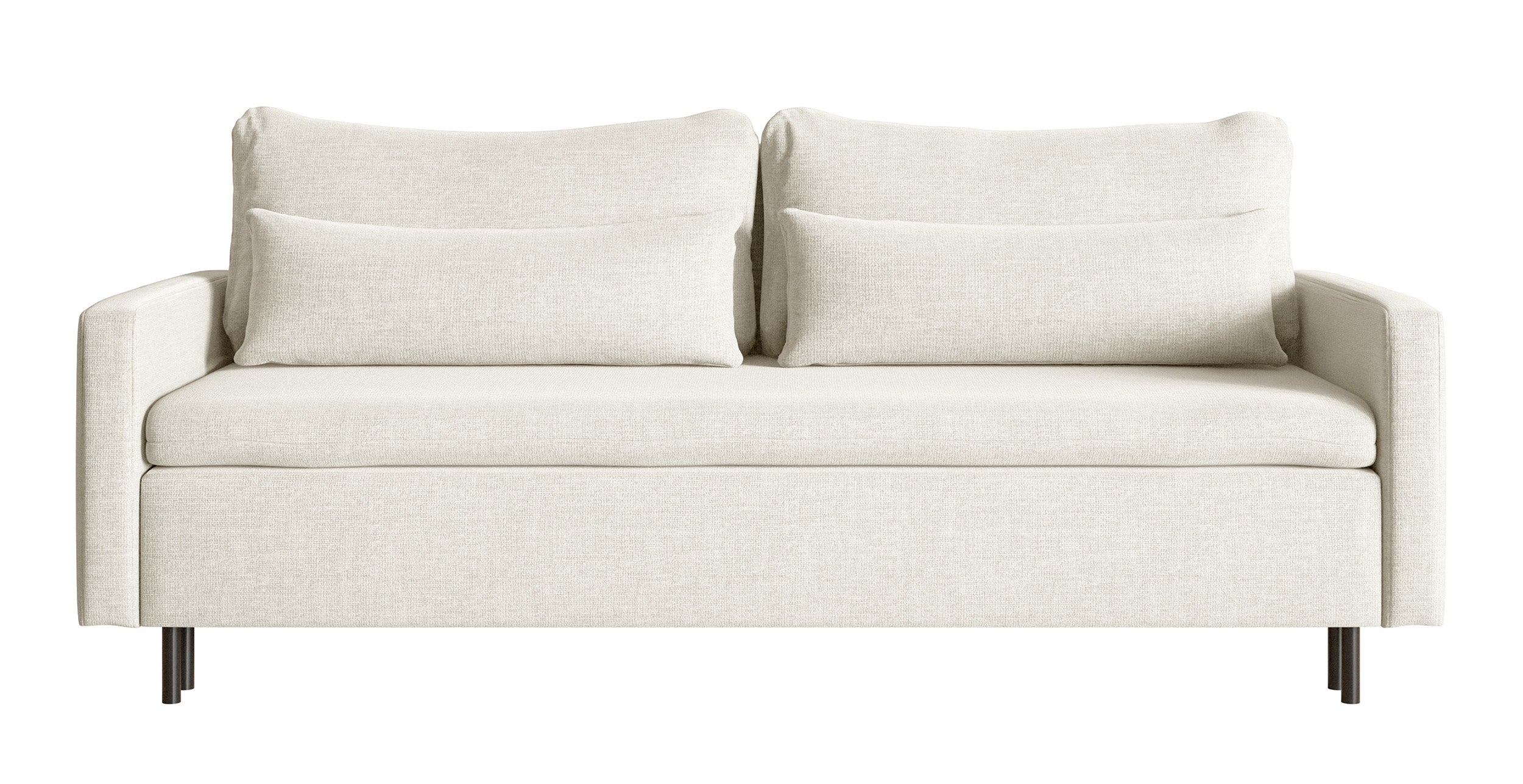 Dreisitziges ausklappbares Sofa Umpro mit Stauraum, cremefarbenes Chenille