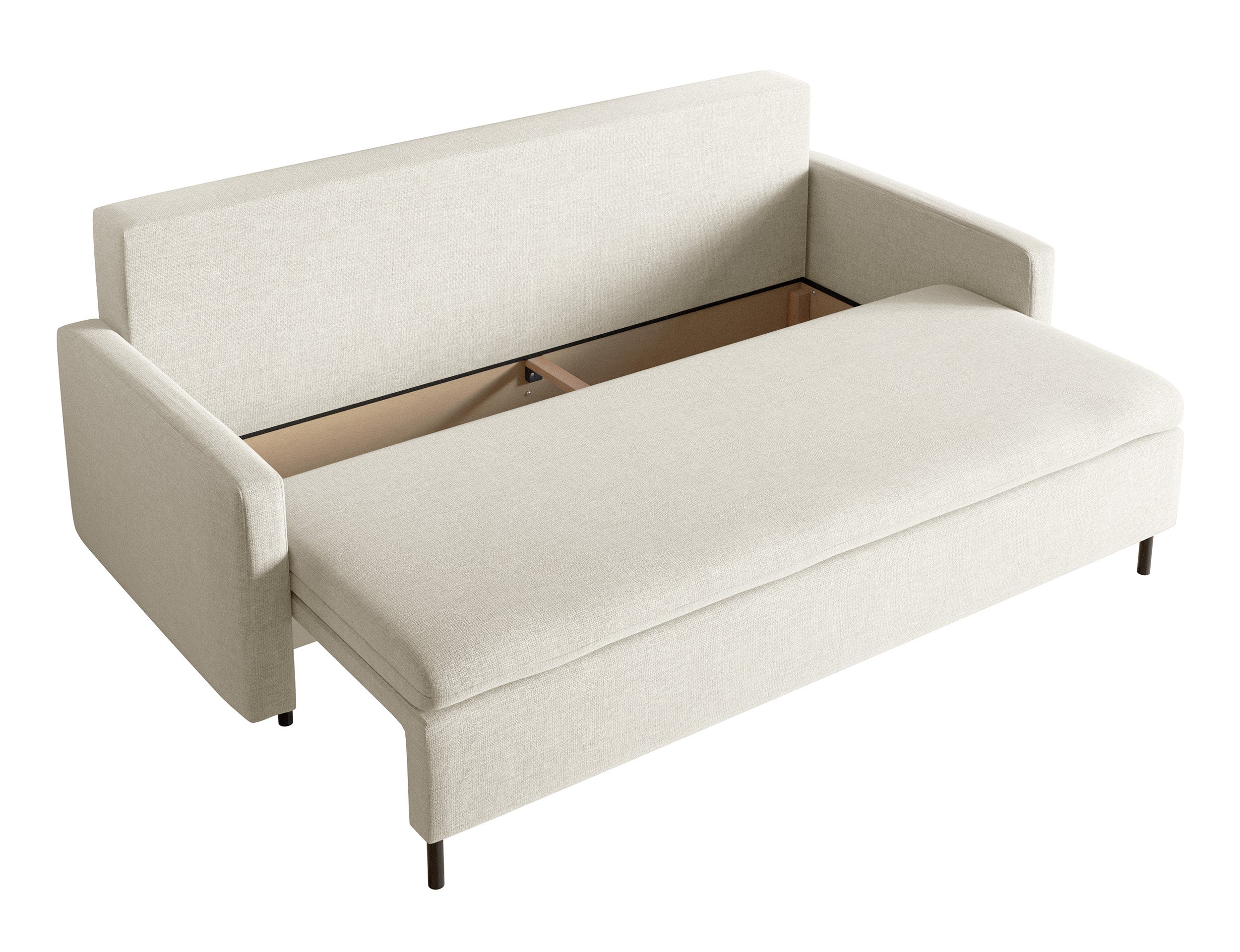 Dreisitziges ausklappbares Sofa Umpro mit Stauraum, cremefarbenes Chenille