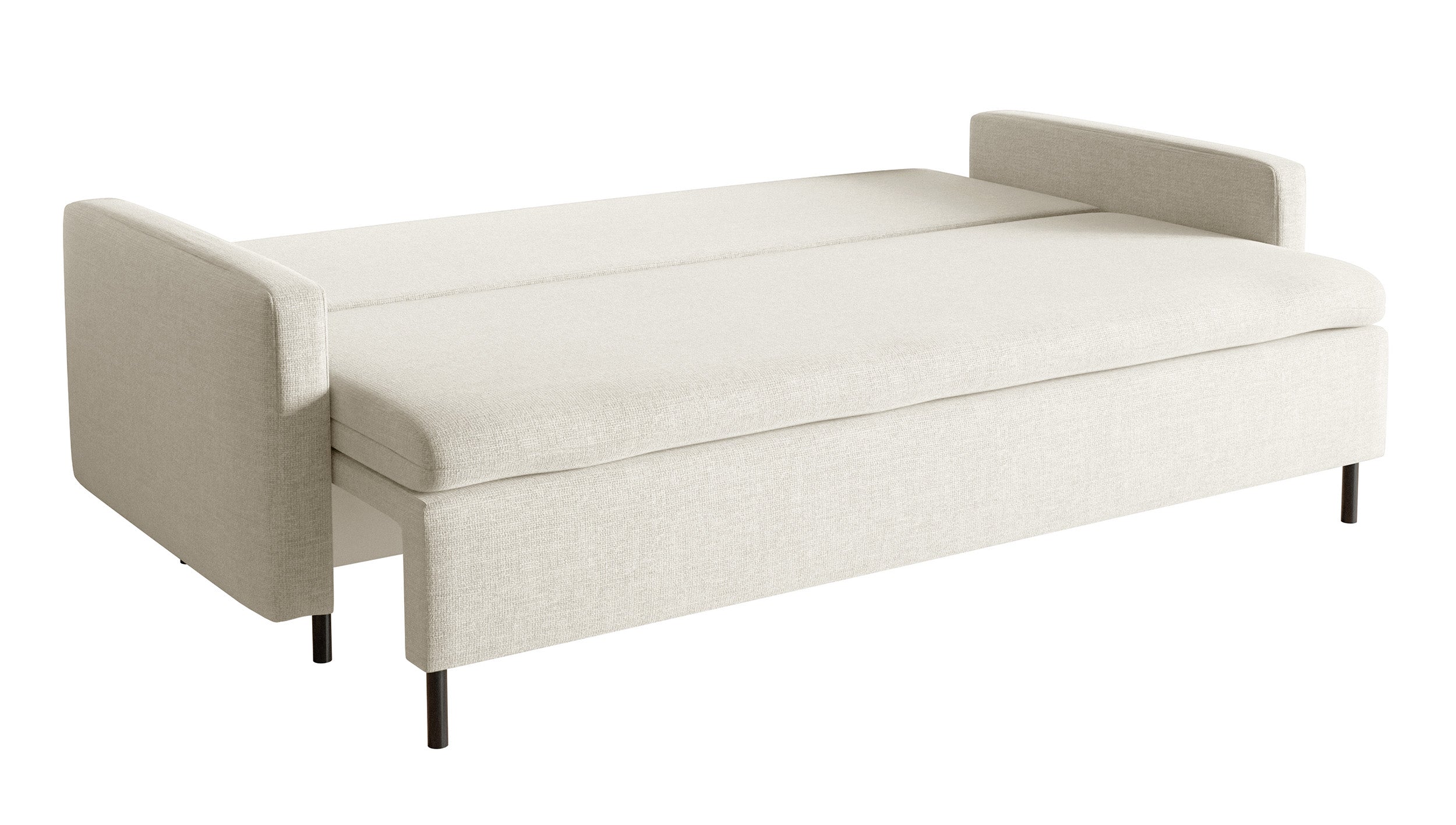 Dreisitziges ausklappbares Sofa Umpro mit Stauraum, cremefarbenes Chenille