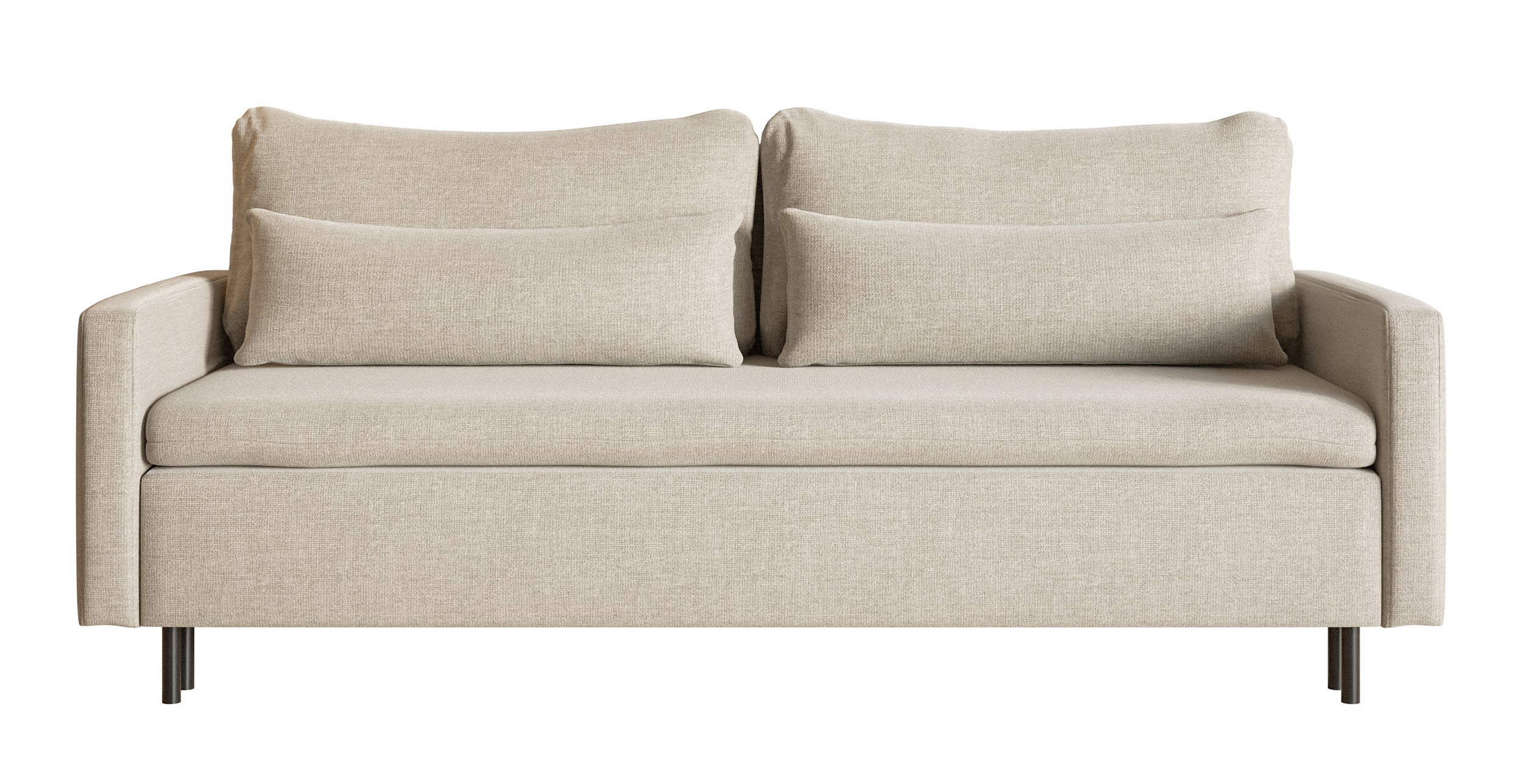 Dreisitziges ausklappbares Sofa Umpro mit Stauraum, hellbeige Chenille