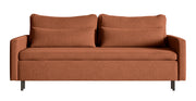 Dreisitziges ausklappbares Sofa Umpro mit Stauraum, kupferfarbener Chenille
