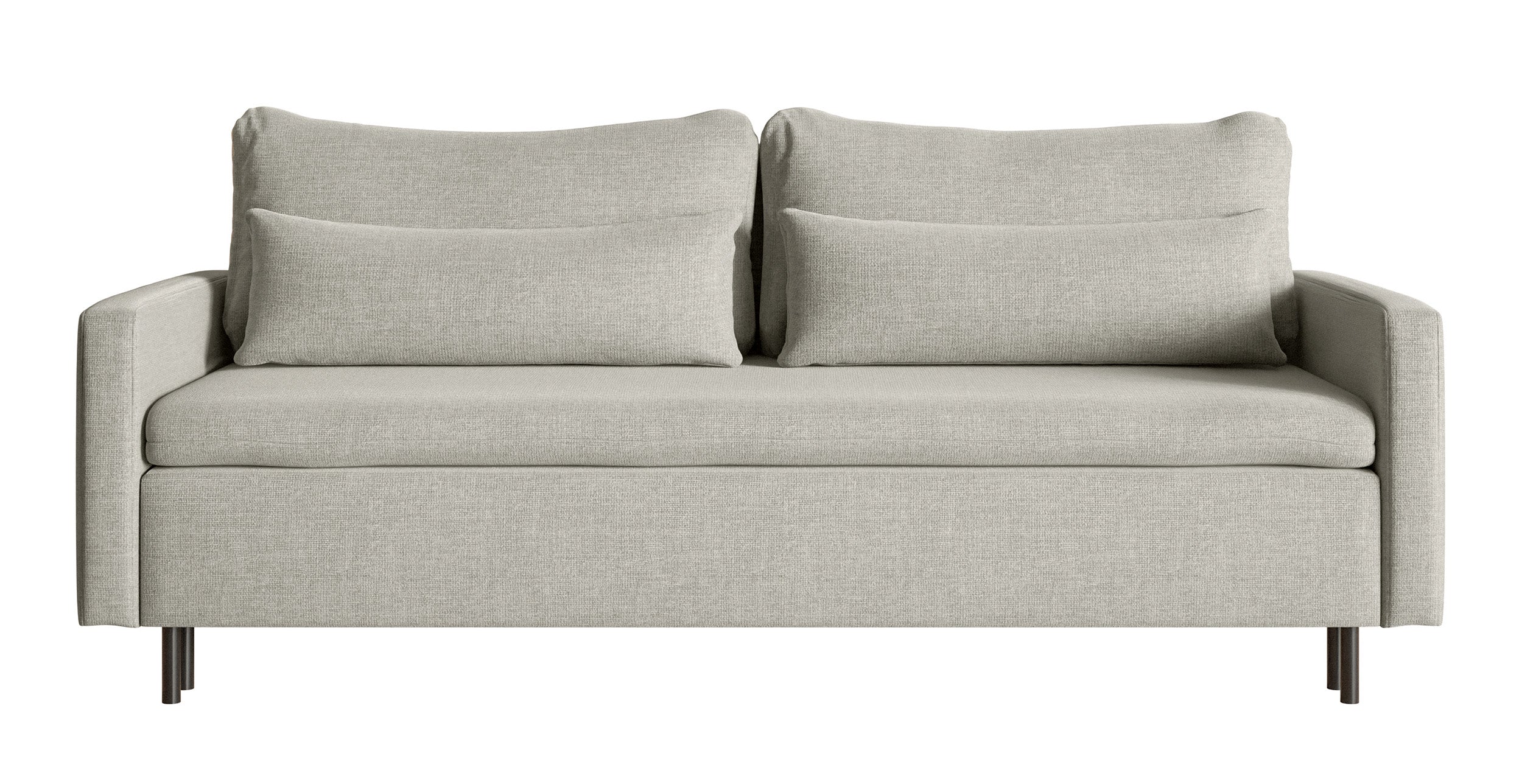 Dreisitziges ausklappbares Sofa Umpro mit Stauraum, grau-beige Chenille