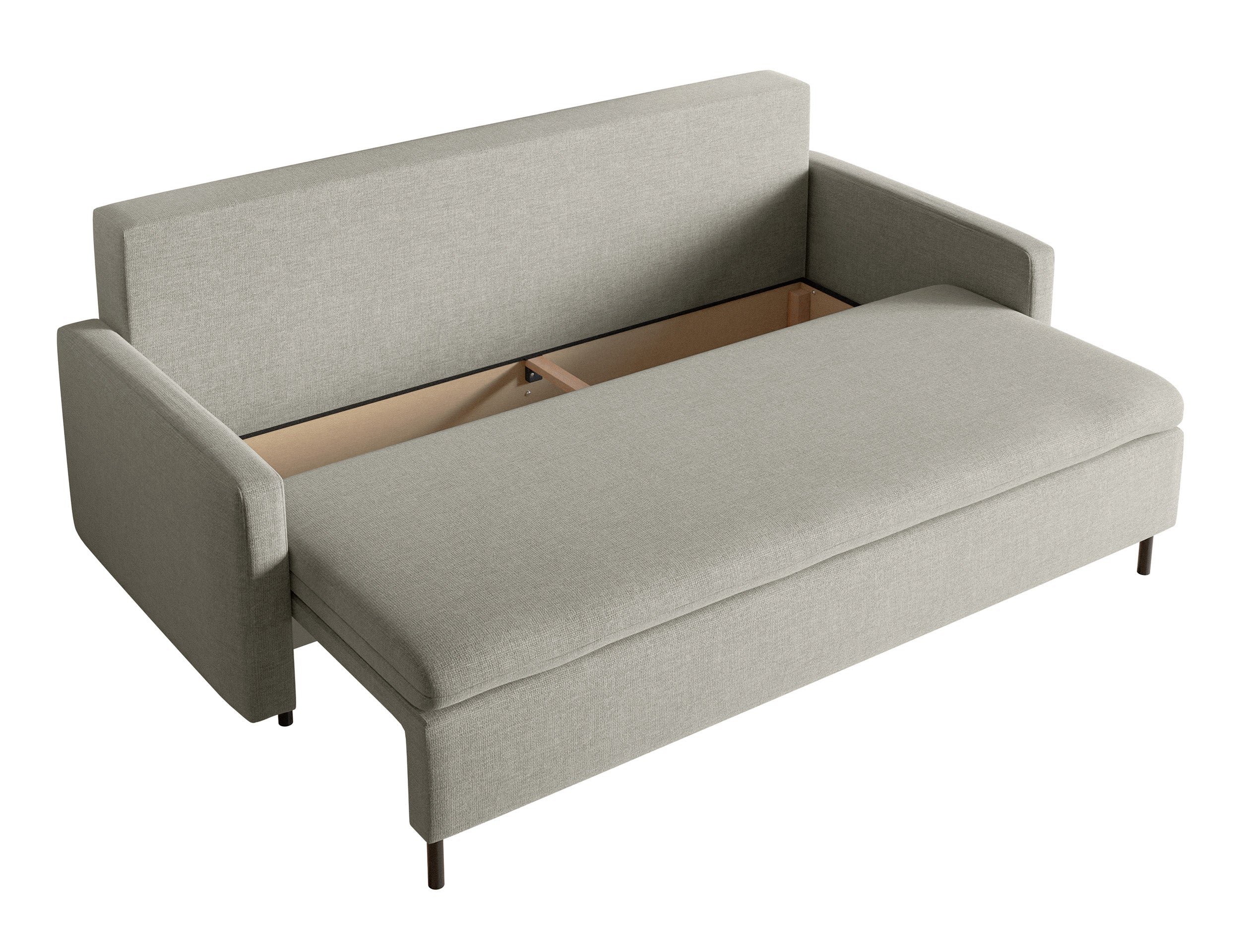 Dreisitziges ausklappbares Sofa Umpro mit Stauraum, grau-beige Chenille