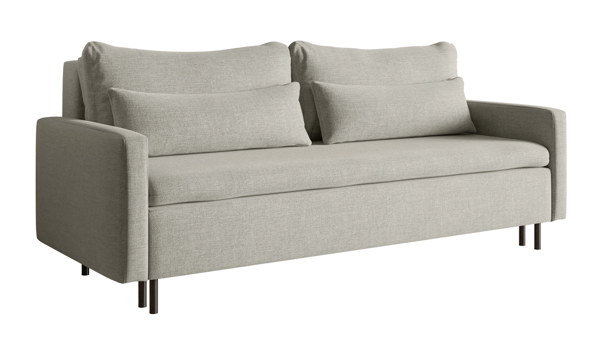 Dreisitziges ausklappbares Sofa Umpro mit Stauraum, grau-beige Chenille