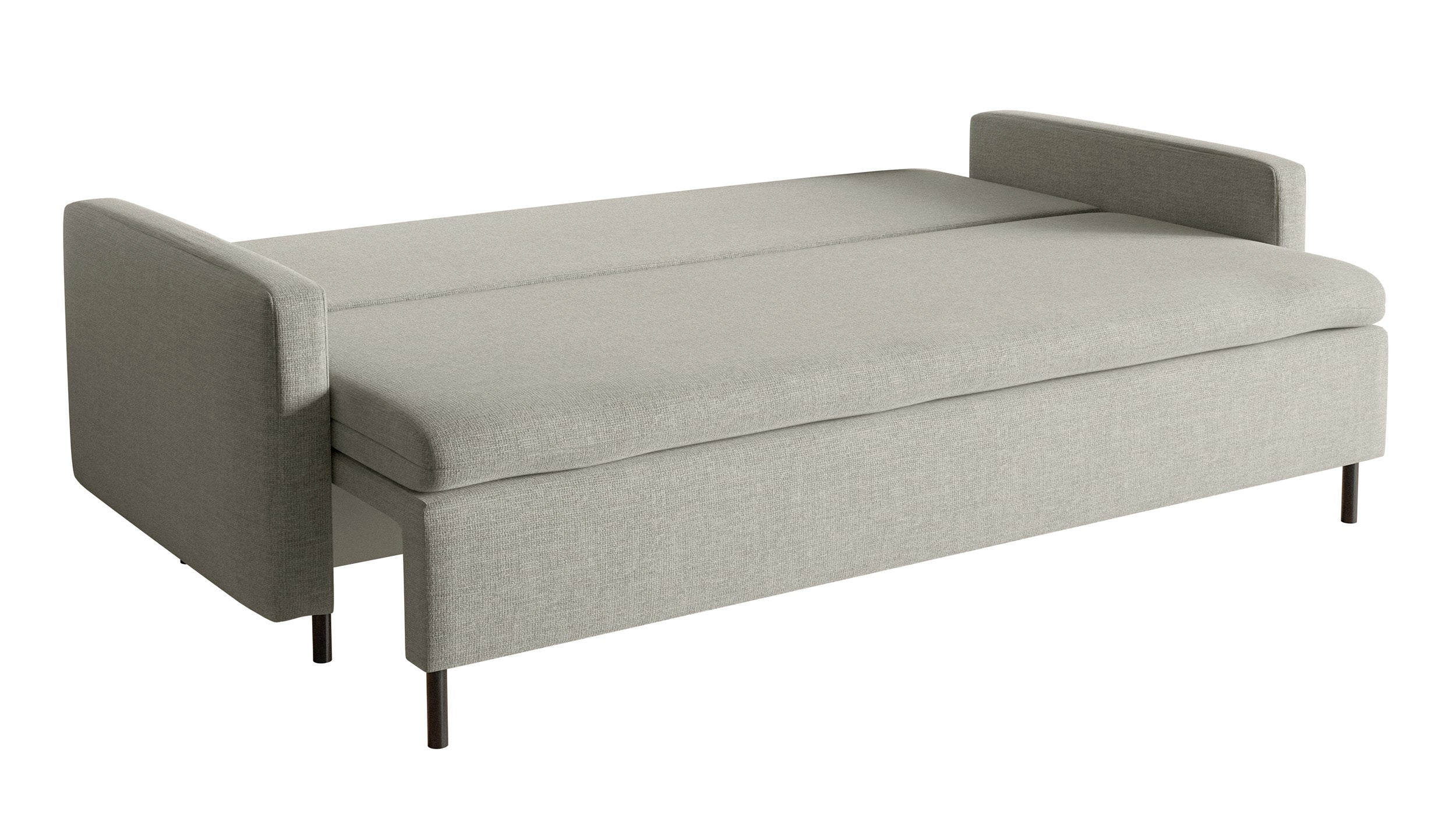 Dreisitziges ausklappbares Sofa Umpro mit Stauraum, grau-beige Chenille