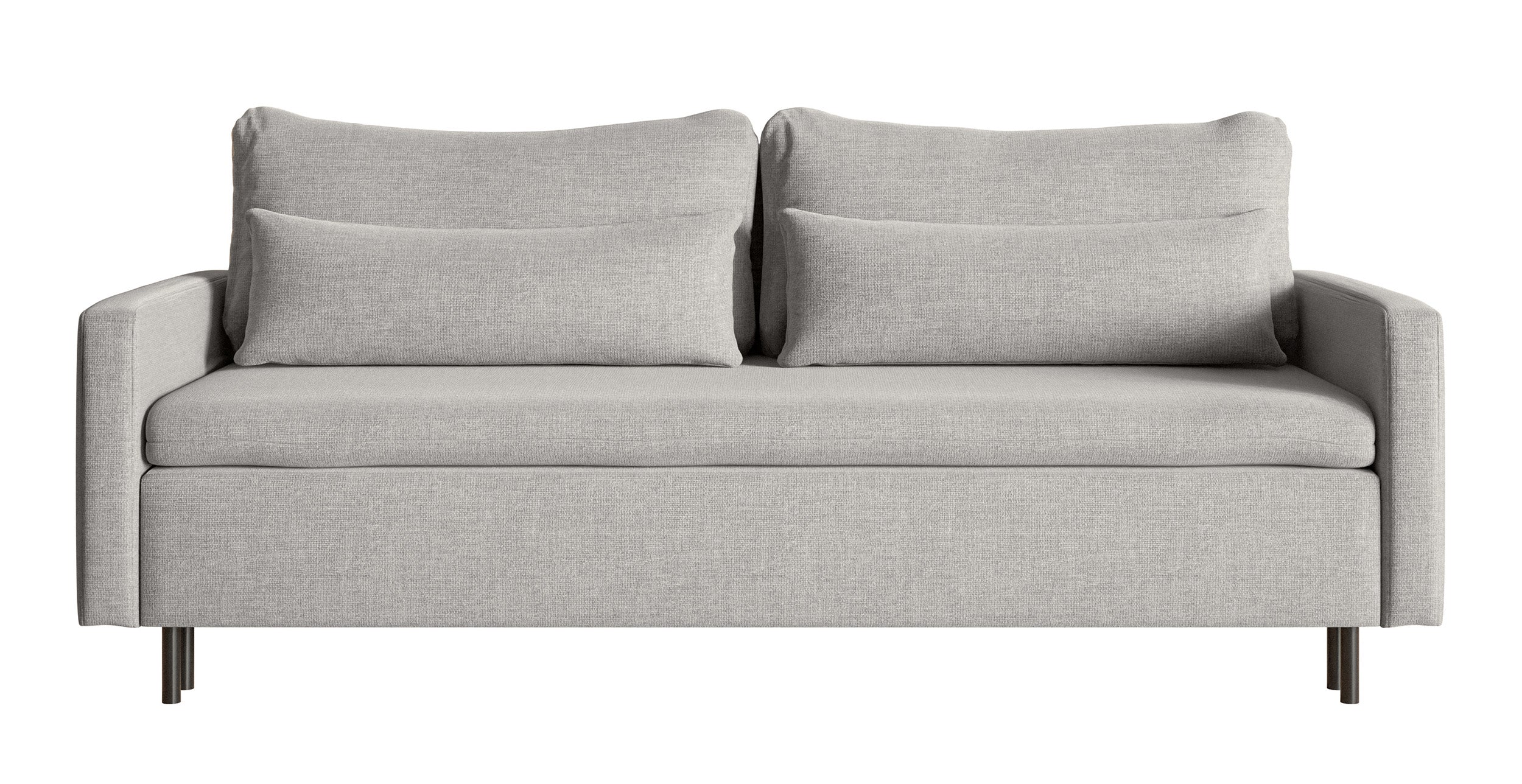Dreisitziges ausklappbares Sofa Umpro mit Stauraum, grauer Chenille-Bezug