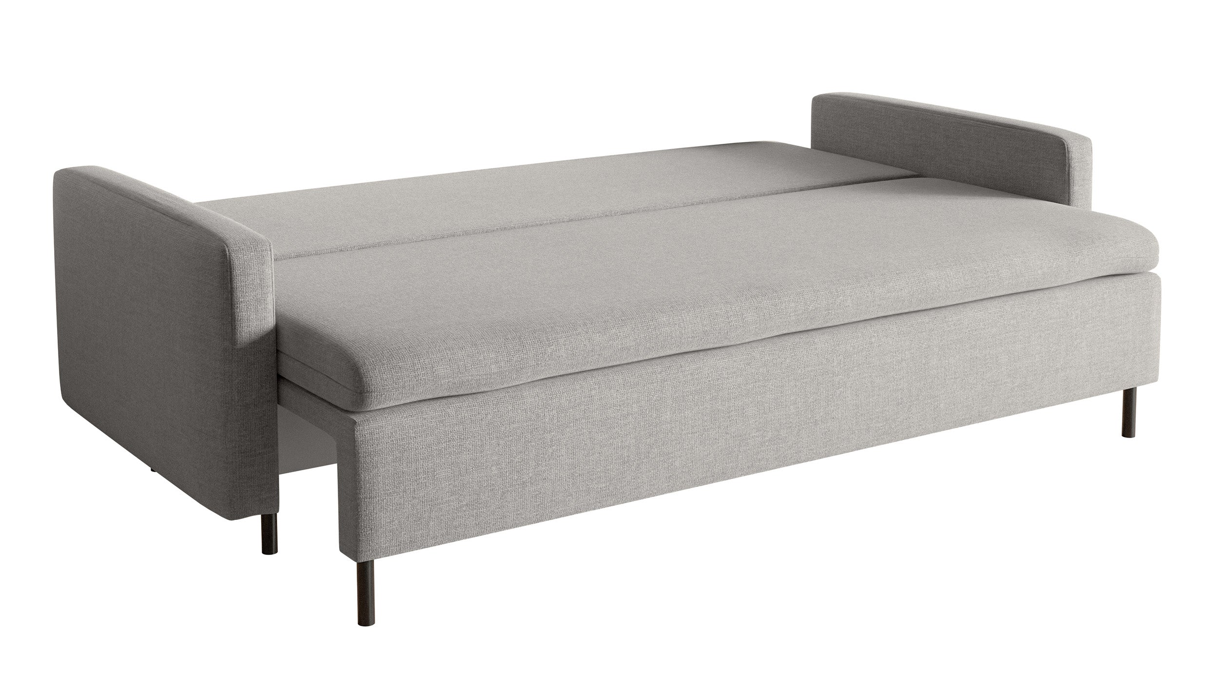 Dreisitziges ausklappbares Sofa Umpro mit Stauraum, grauer Chenille-Bezug