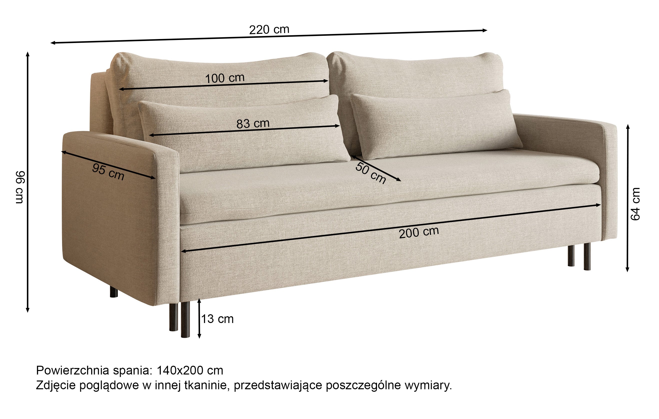 Dreisitziges ausklappbares Sofa Umpro mit Stauraum, olivgrüner Chenille-Bezug