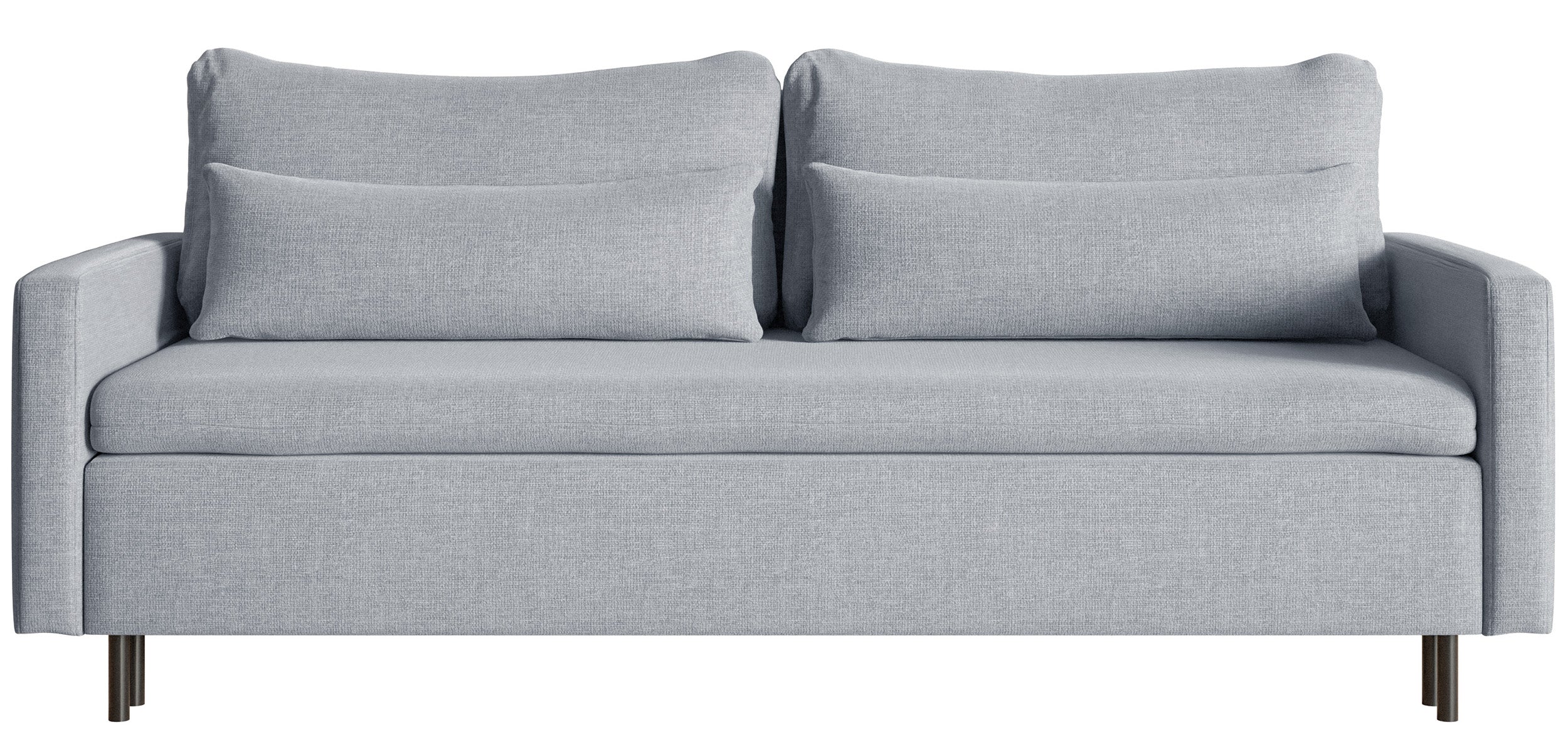Dreisitziges ausklappbares Sofa Umpro mit Stauraum, grauer, pflegeleichter Chenille-Stoff