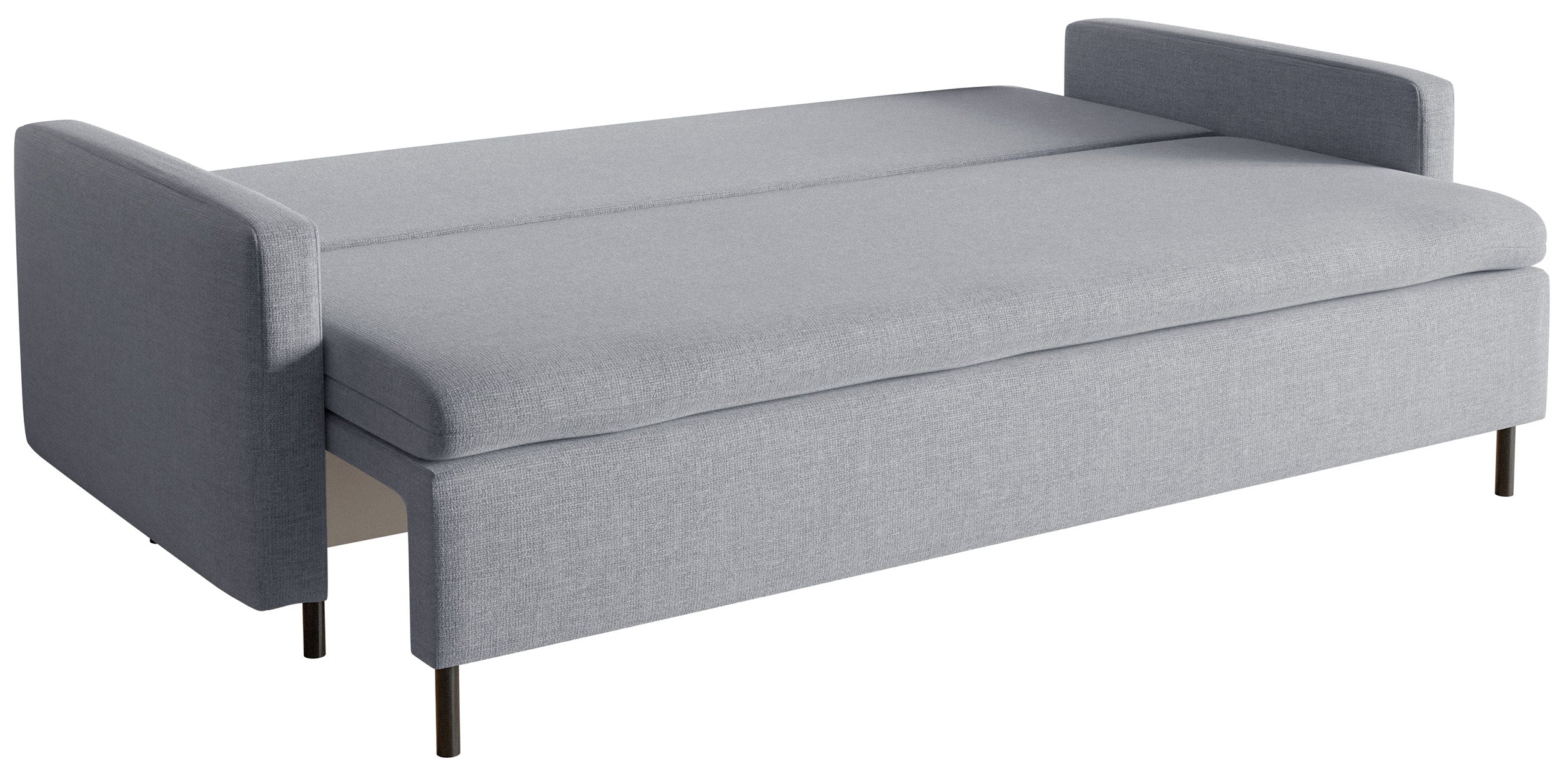 Dreisitziges ausklappbares Sofa Umpro mit Stauraum, grauer, pflegeleichter Chenille-Stoff