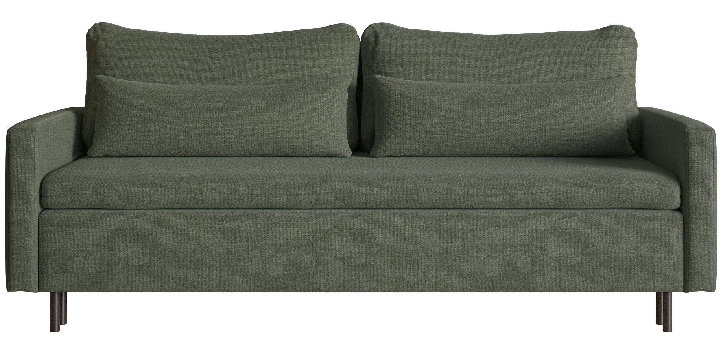 Dreisitziges ausklappbares Sofa Umpro mit Stauraum, dunkelgrüner Chenille, leicht zu reinigen