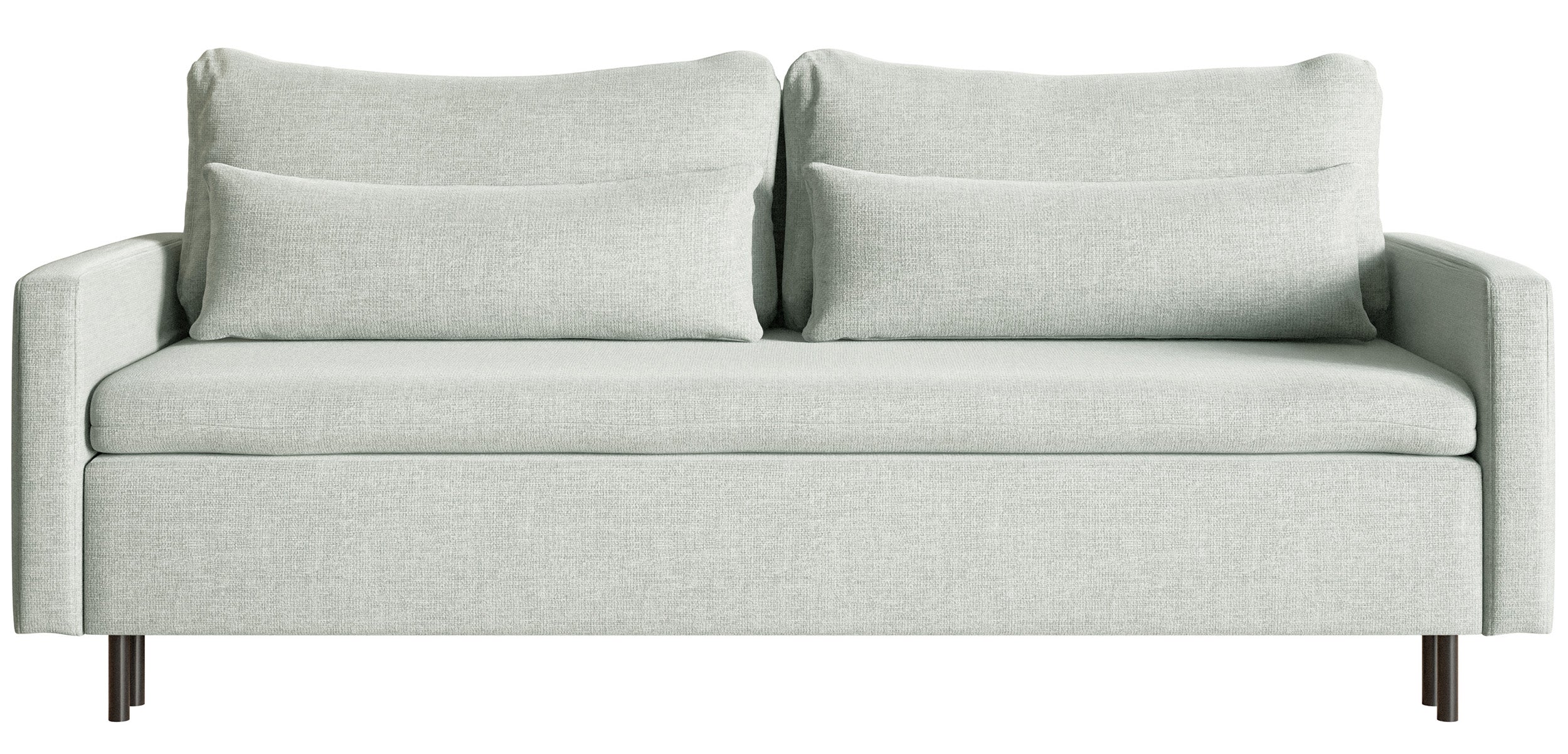 Dreisitziges ausklappbares Sofa Umpro mit Stauraum, minzgrüner Chenille, leicht zu reinigen