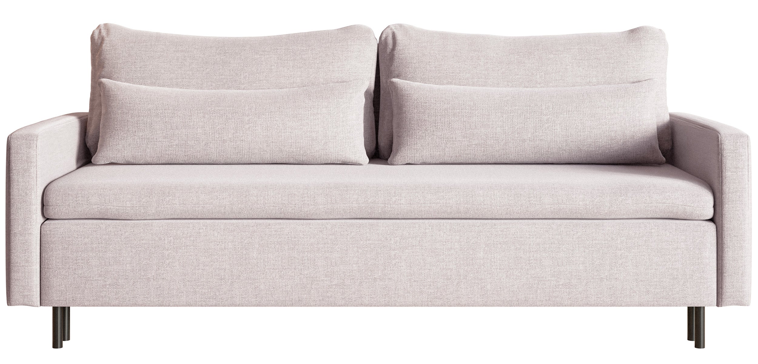 Dreisitziges Klappsofa Umpro mit Stauraum, hellbeiger Chenille-Stoff, leicht zu reinigen
