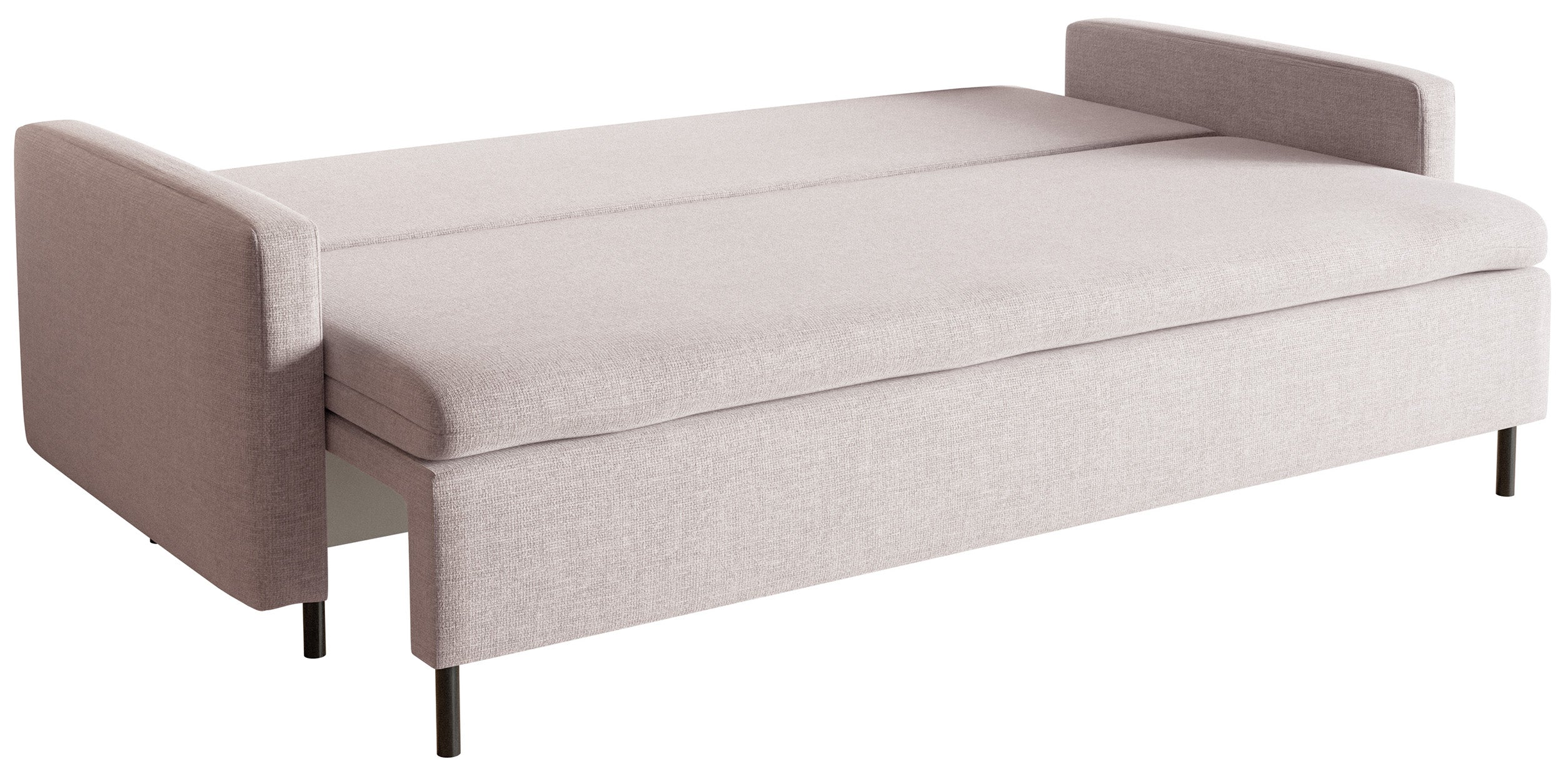 Dreisitziges Klappsofa Umpro mit Stauraum, hellbeiger Chenille-Stoff, leicht zu reinigen