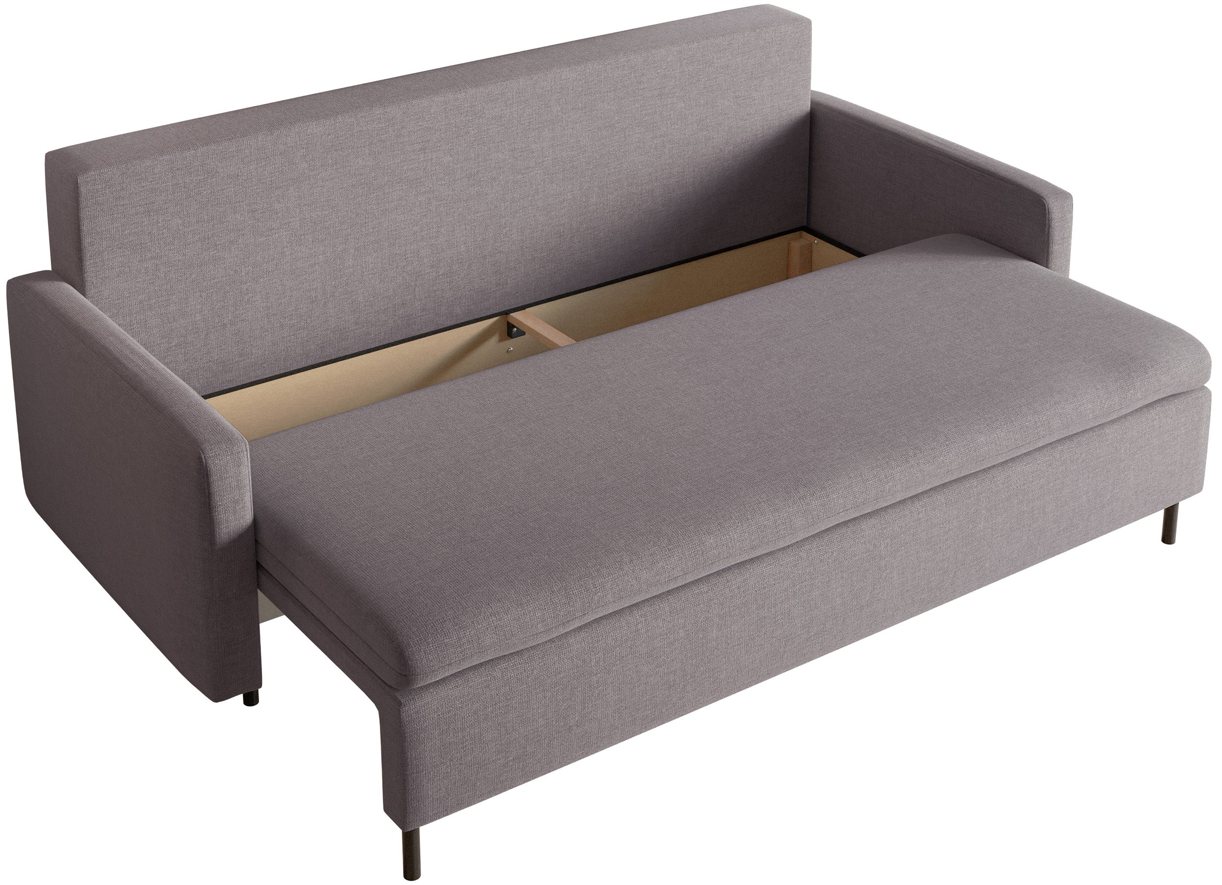 Dreisitziges Schlafsofa Umpro mit Stauraum, grau-braun, pflegeleichter Chenillestoff