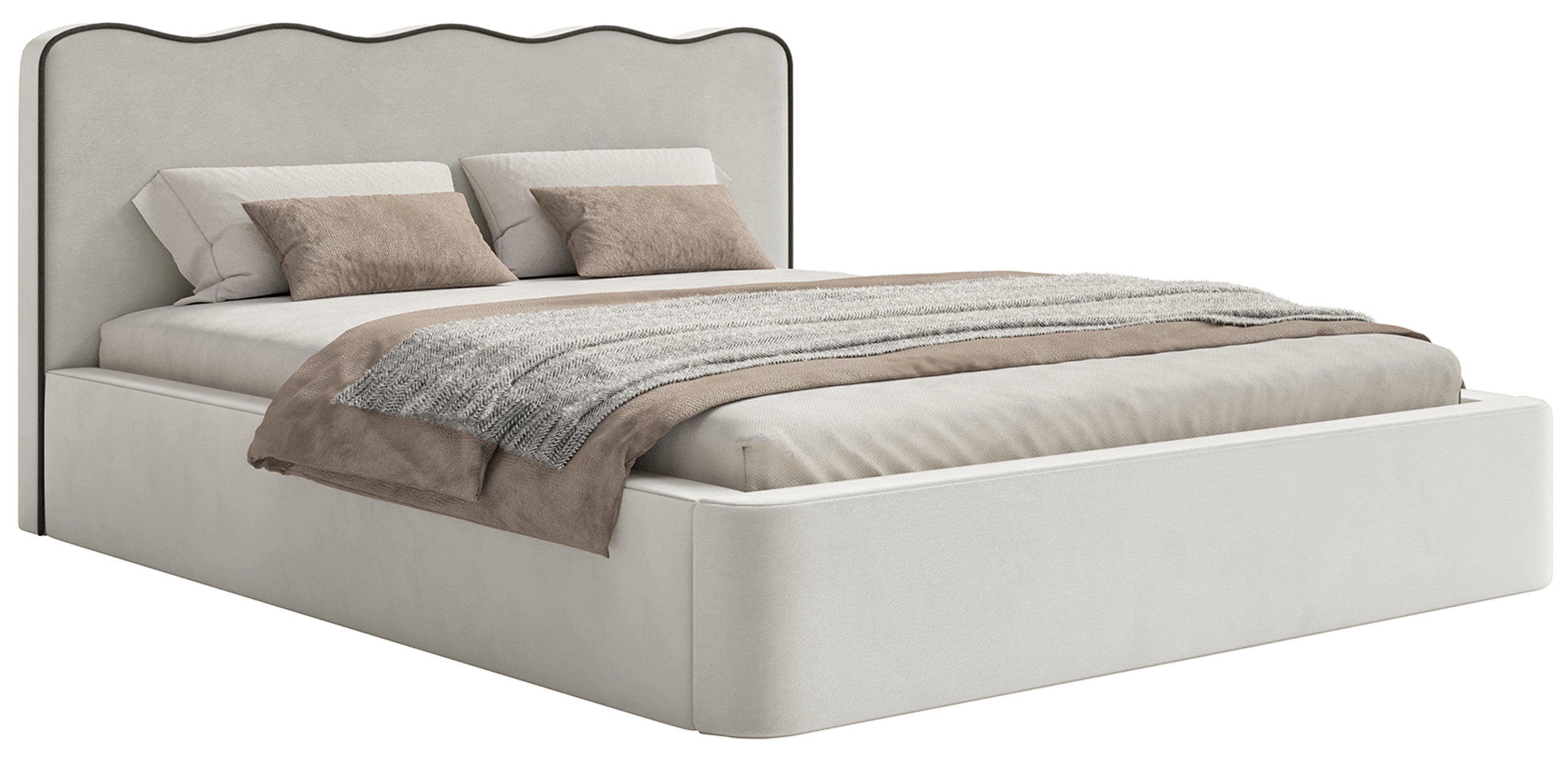 Gepolstertes Bett 200x200 cm Duney hellbeige Samt