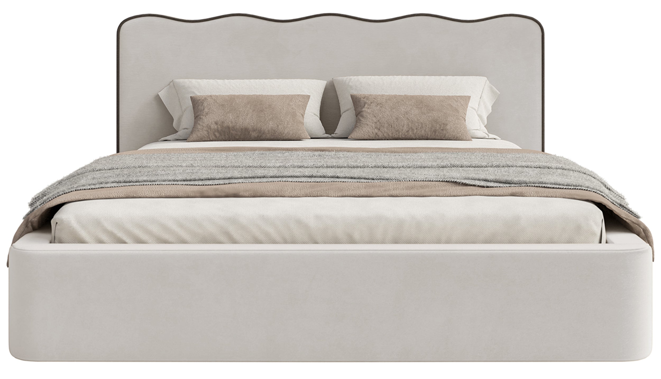Gepolstertes Bett 200x200 cm Duney hellbeige Samt