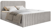 Kontinentales Bett 160x200 cm Saliano mit Stauraum und Topper, grau-beiger Samt
