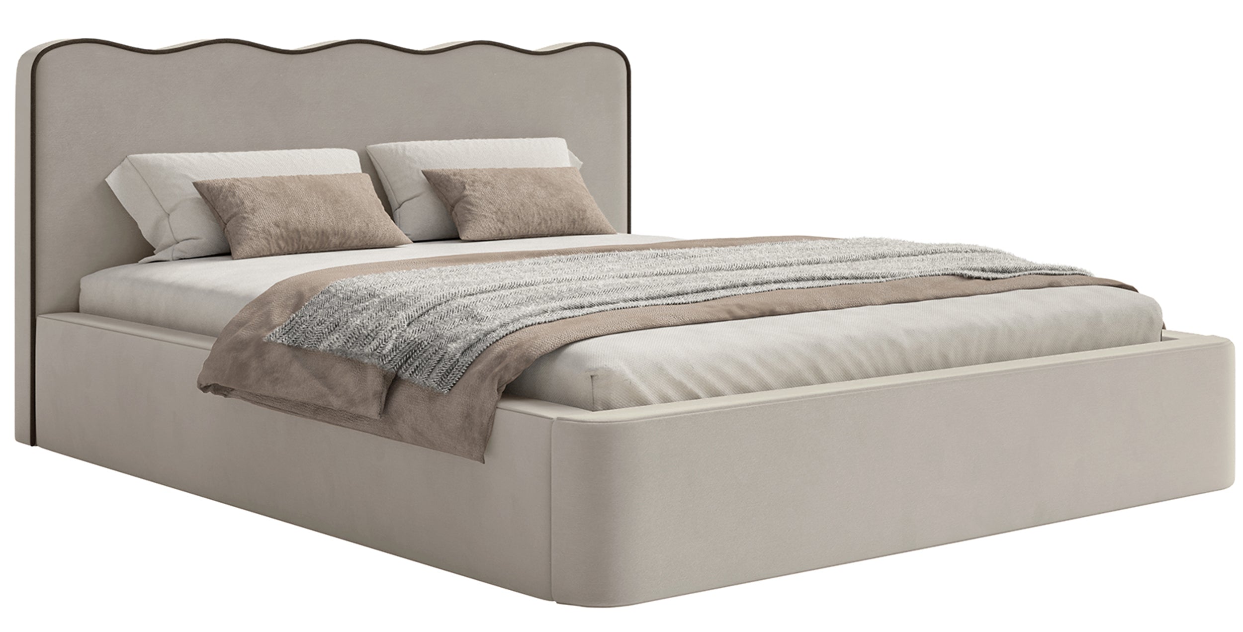Gepolstertes Bett 160x200 cm Duney, beige Samt