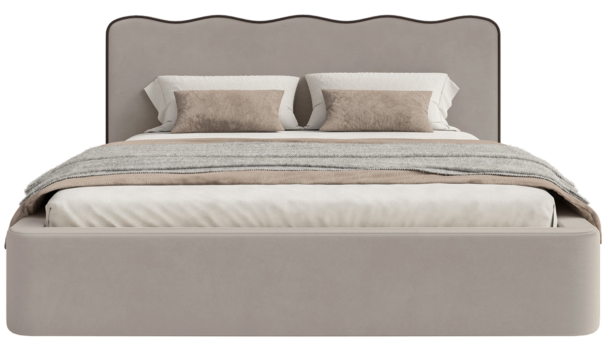 Gepolstertes Bett 160x200 cm Duney, beige Samt