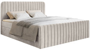 Kontinentales Bett 200x200 cm Saliano mit Stauraum und Topper, beige Samt
