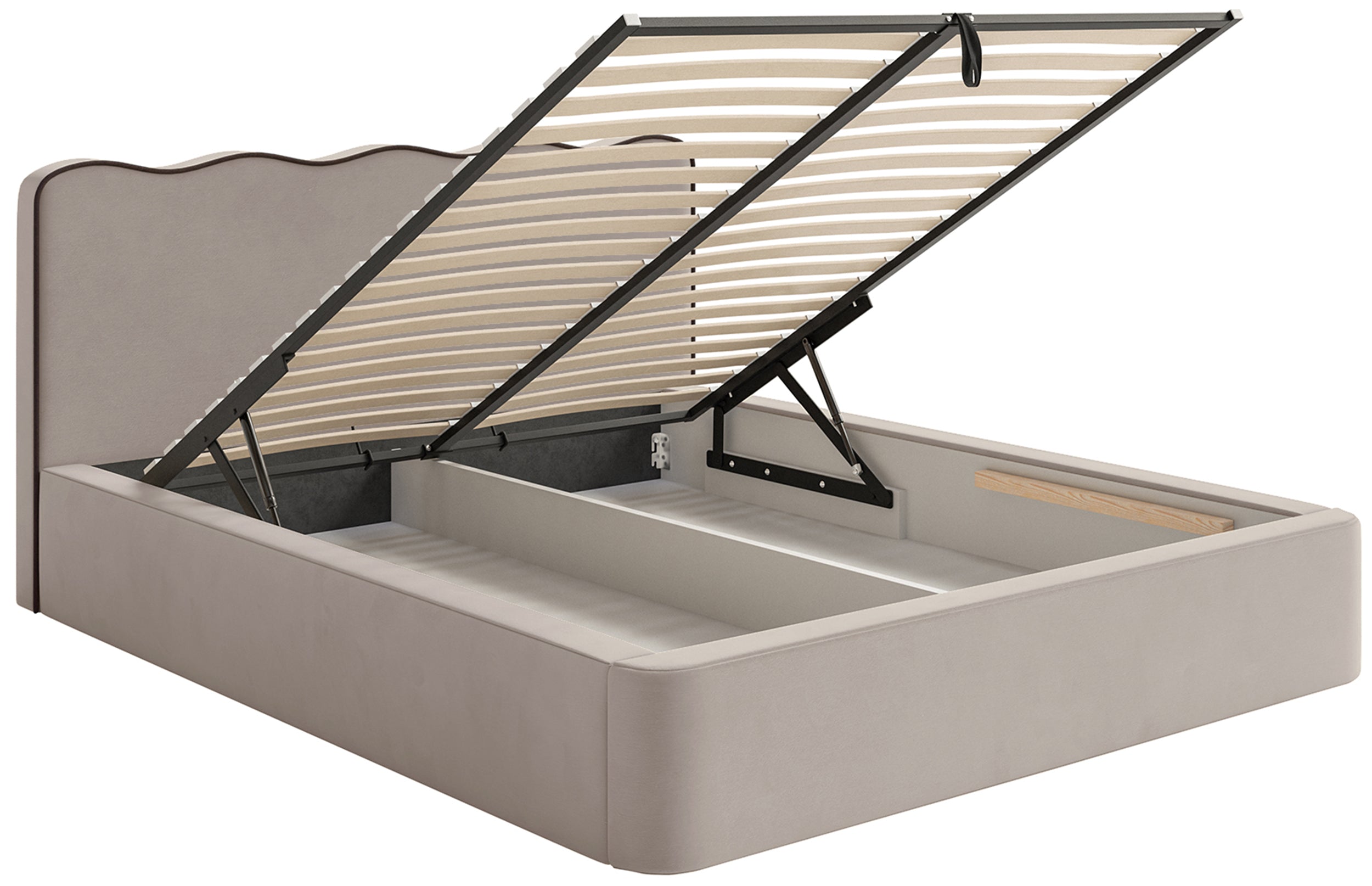Polsterbett 200x200 cm Duney mit Stauraum, beige Samt