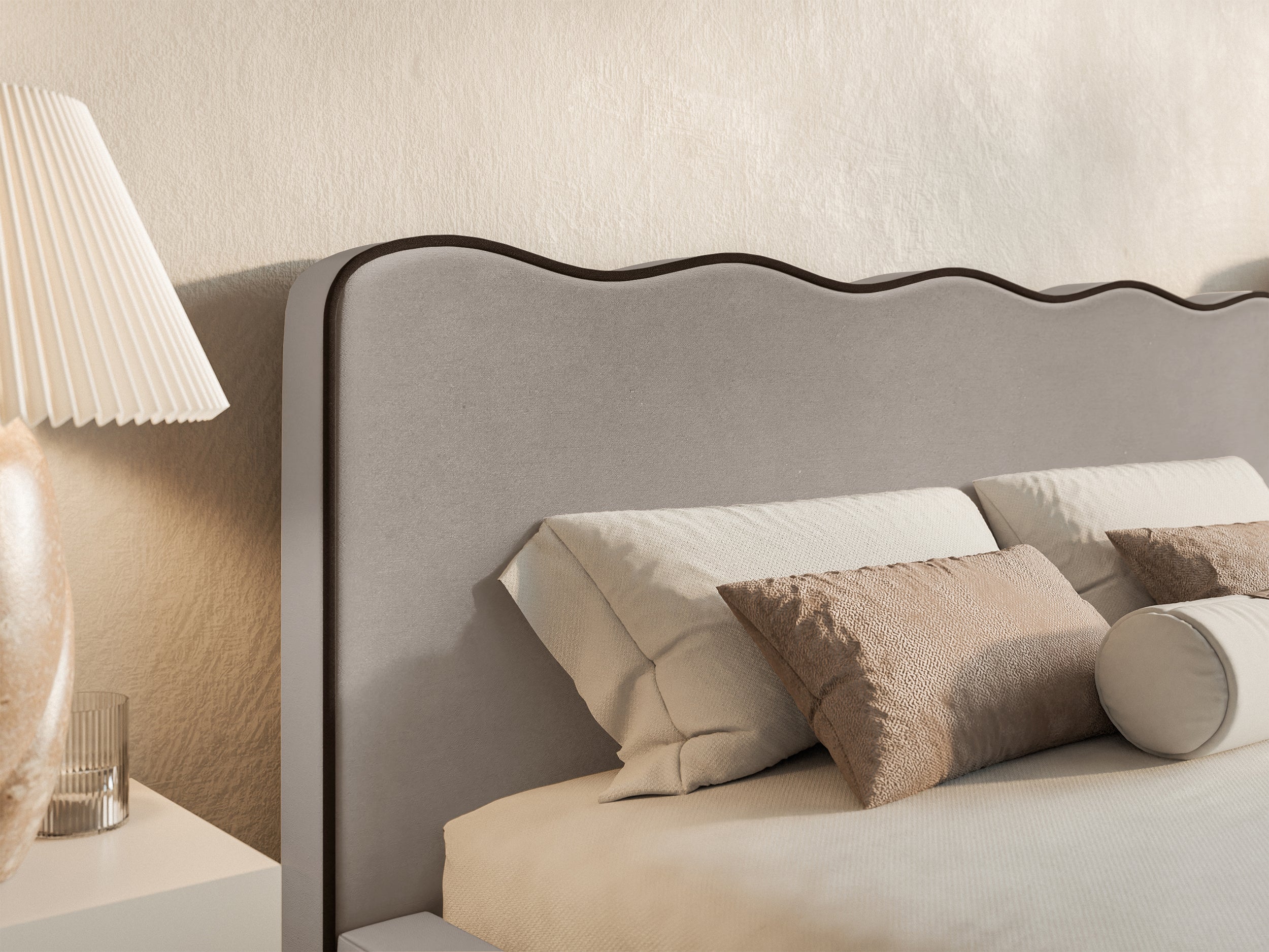 Gepolstertes Bett 160x200 cm Duney, beige Samt